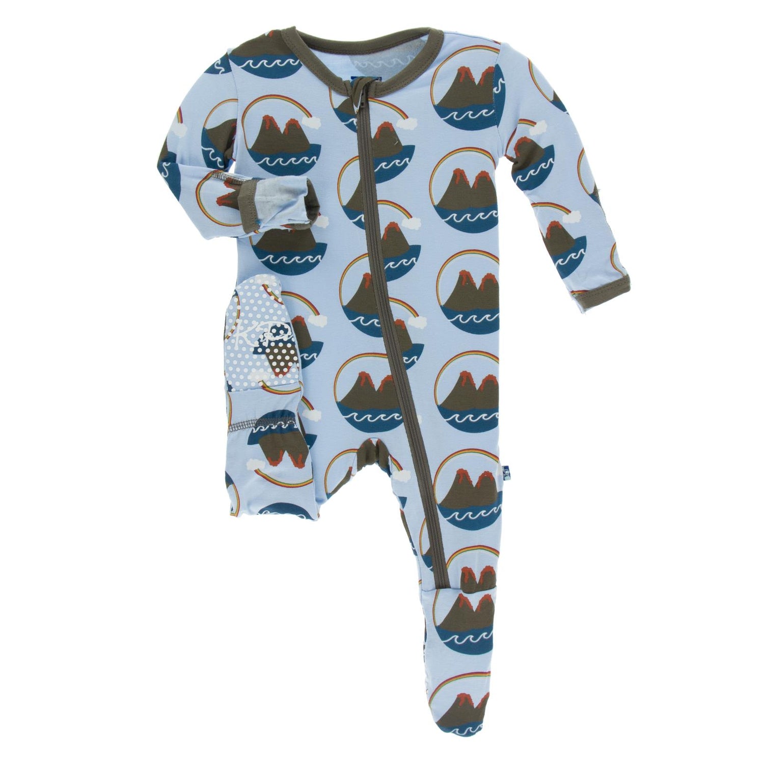 Print Footie with Zipper in Pond Volcano (355971)