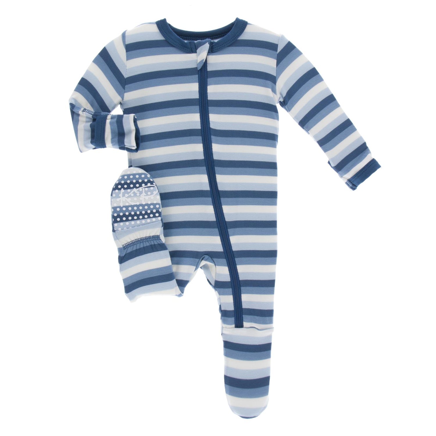 Print Footie with Zipper in Boy Salty Sea Stripe (355976)