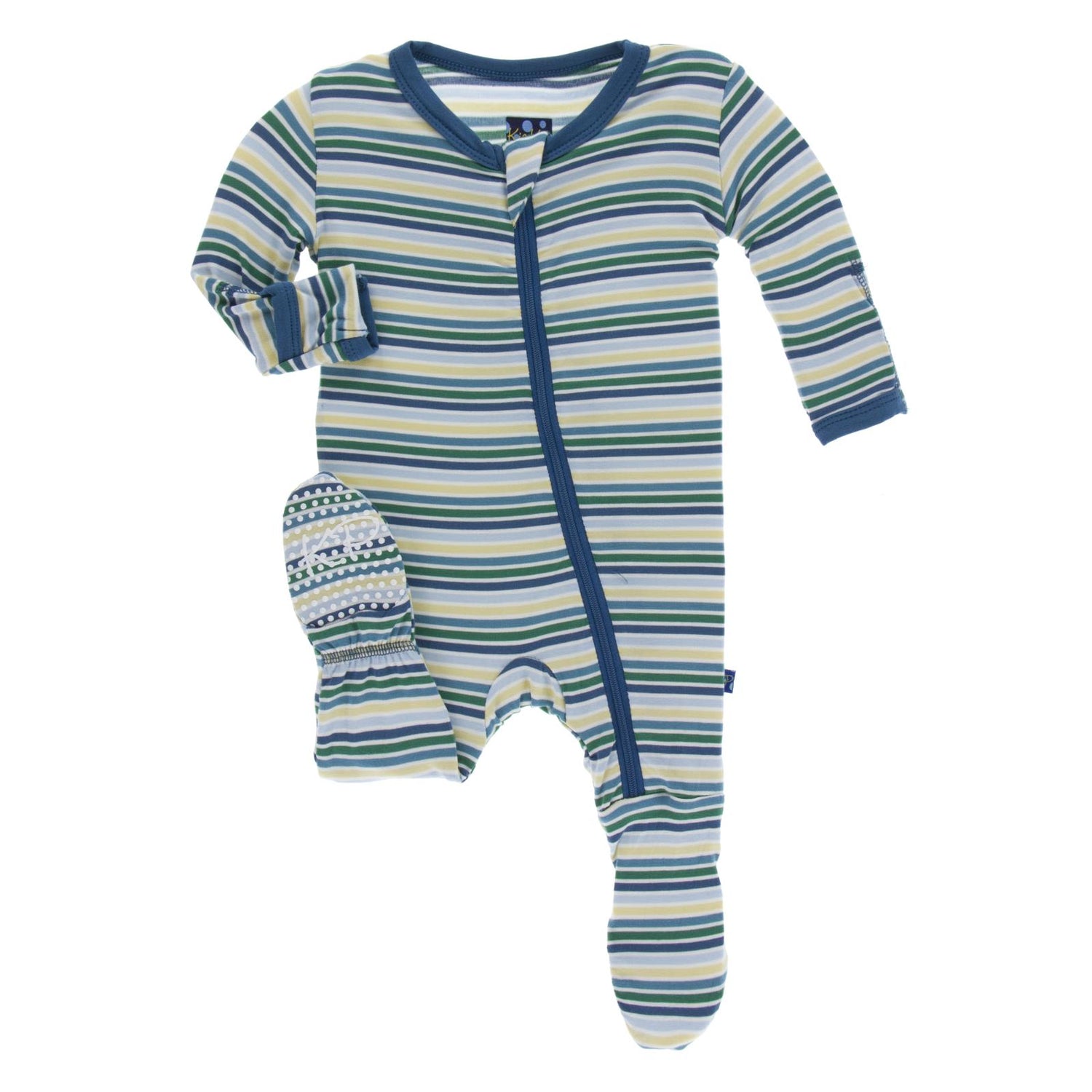 Print Footie with Zipper in Boy Perth Stripe (355977)