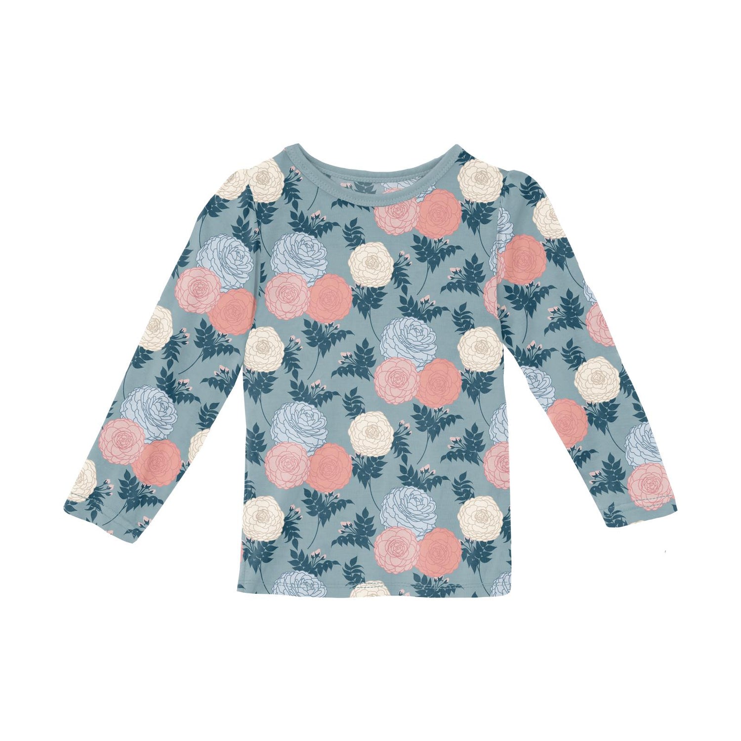 Print Long Sleeve Puff Tee in Stormy Sea Enchanted Floral