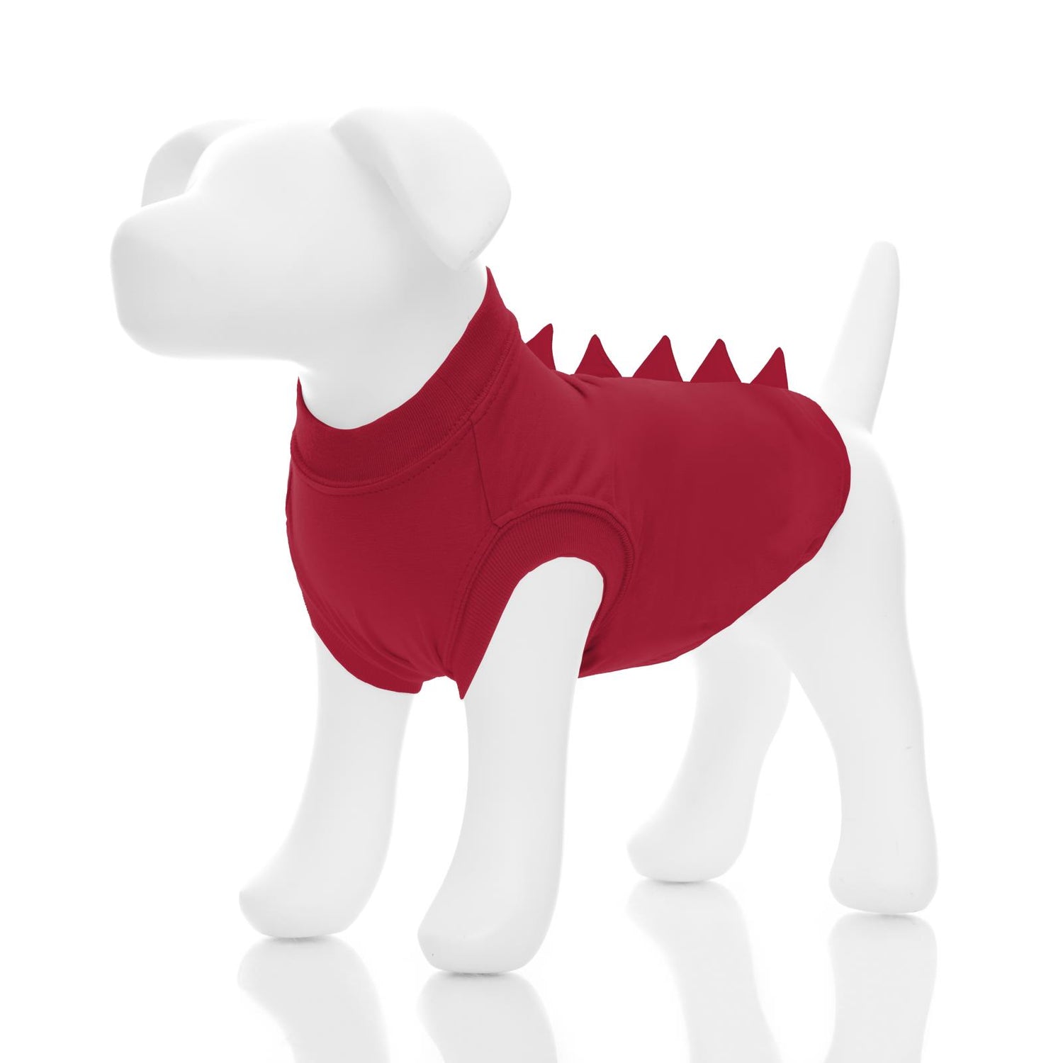 Fleece Sleeveless Dog Tee with Dino Back in Crimson