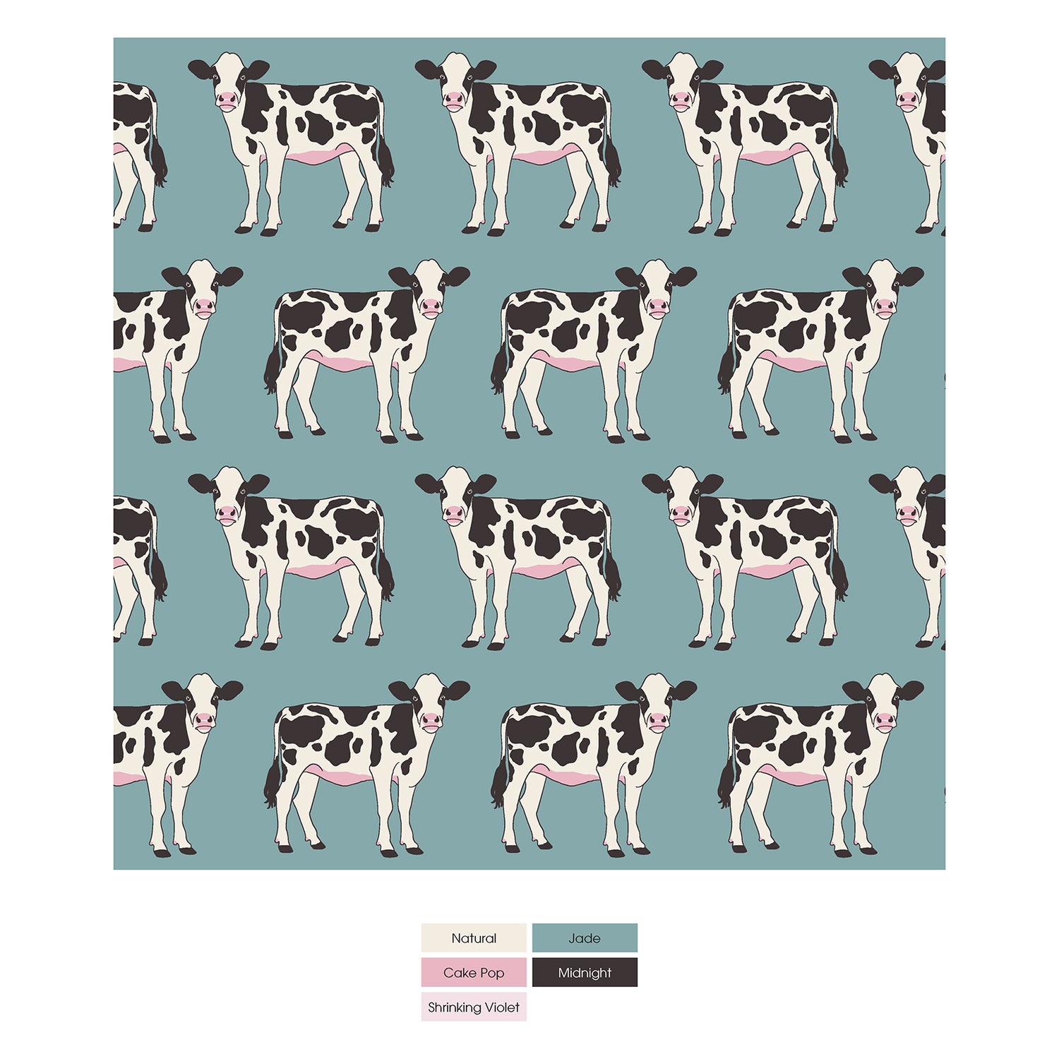 Print Fleece Joggers in Jade Cows (315619)