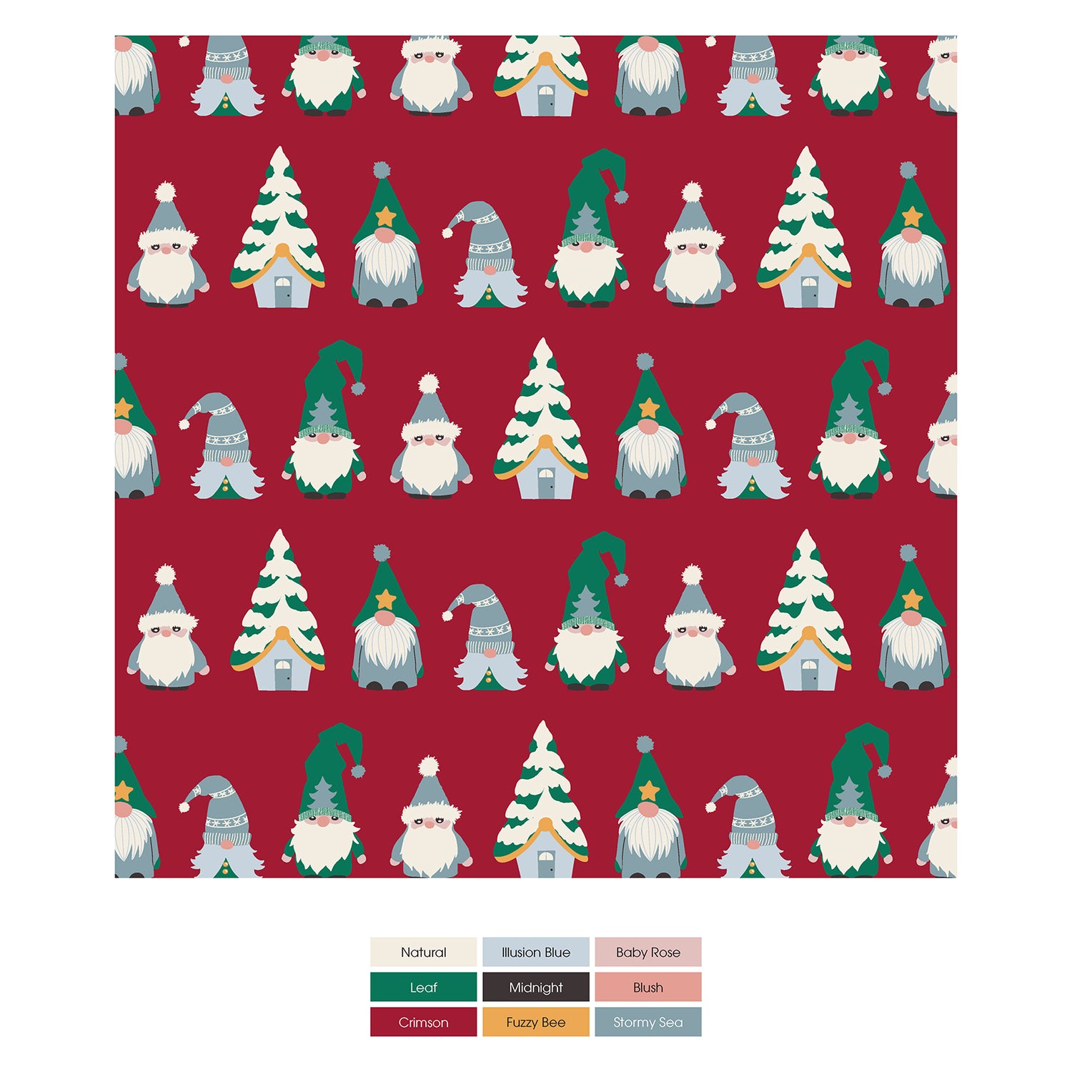 Print Coverall with 2 Way Zipper in Crimson Gnomes