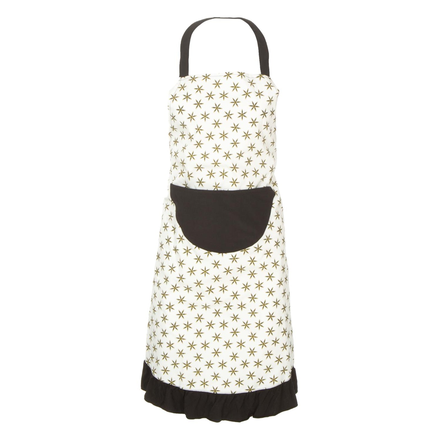 Women's Print Ruffle Apron in Natural Star Anise