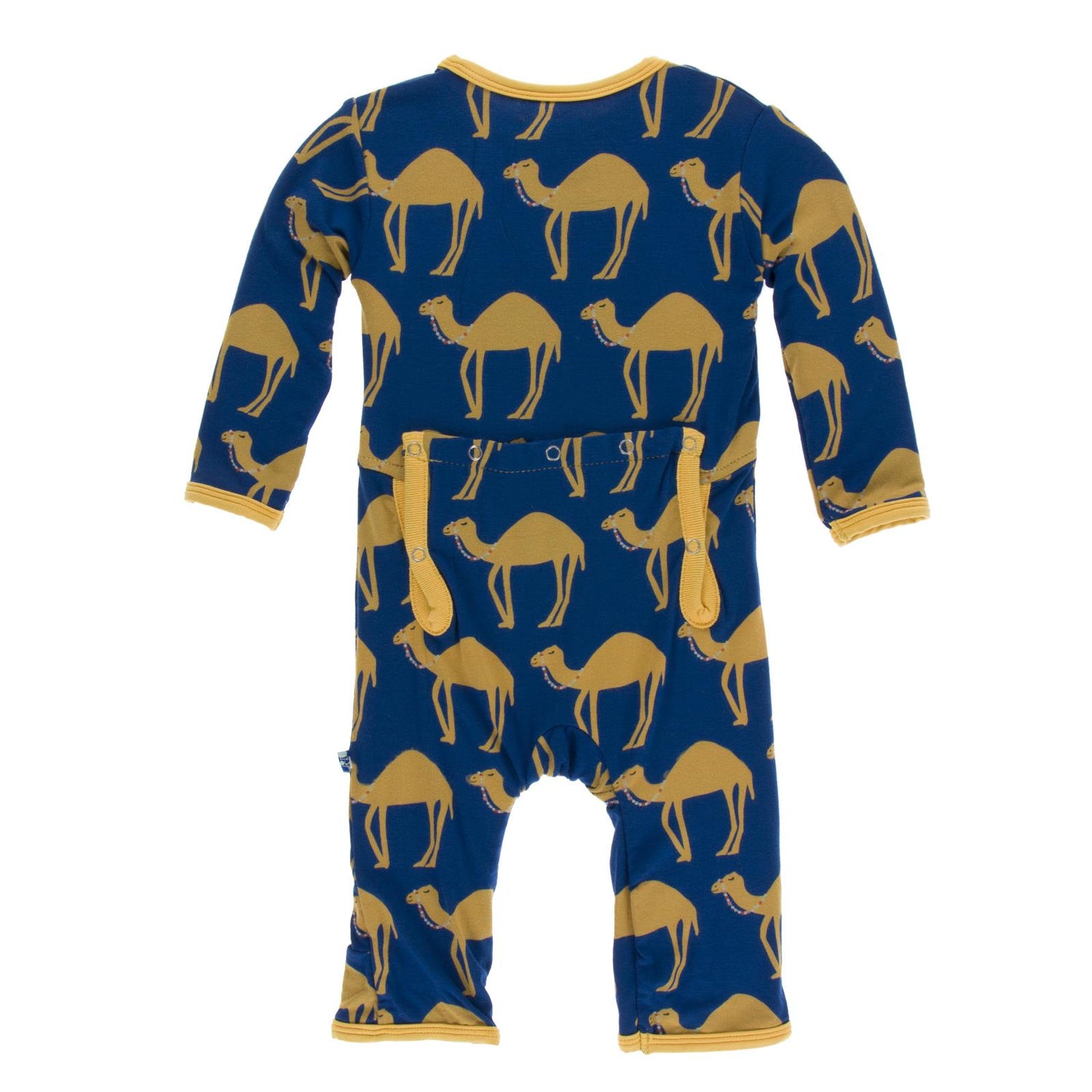 Print Coverall with Zipper in Navy Camel