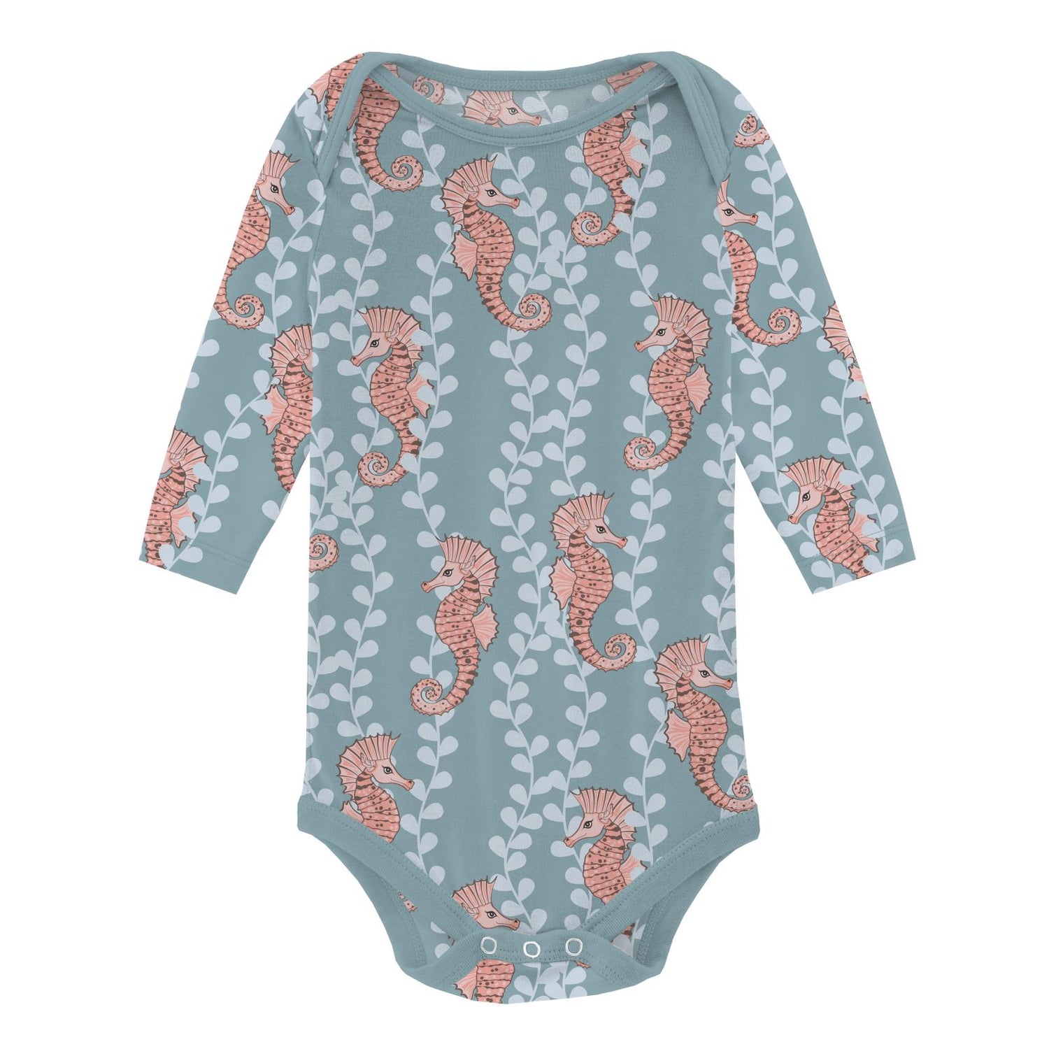 Print Long Sleeve One Piece in Stormy Sea Seahorses