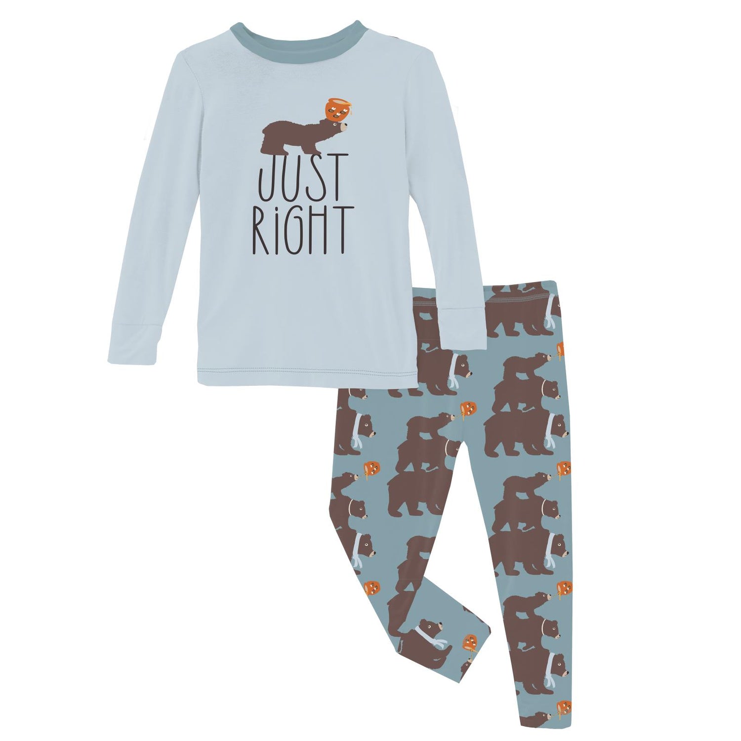 Long Sleeve Graphic Tee Pajama Set in Stormy Sea Three Naughty Bears