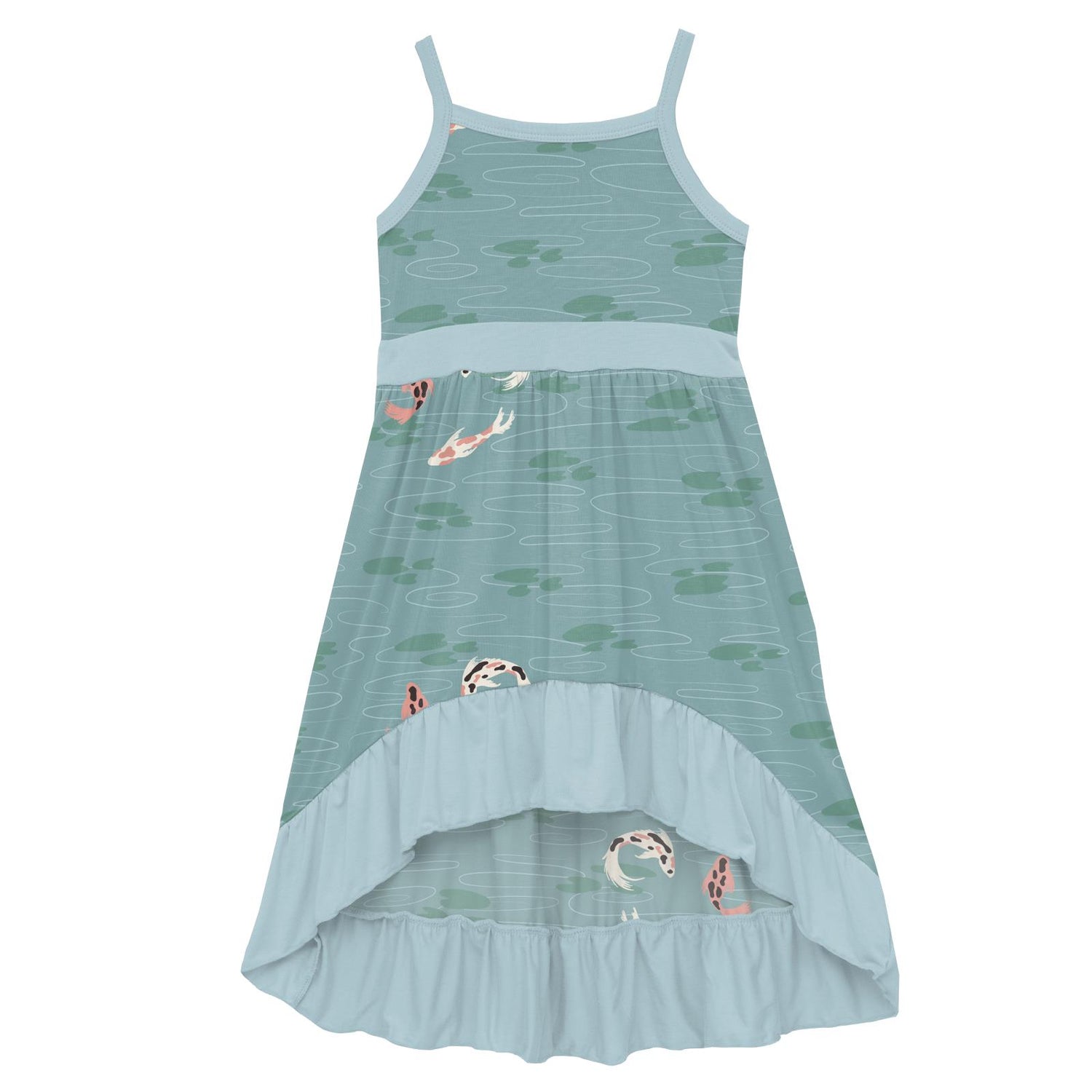 Print Hi Lo Maxi Dress in Jade Koi Pond