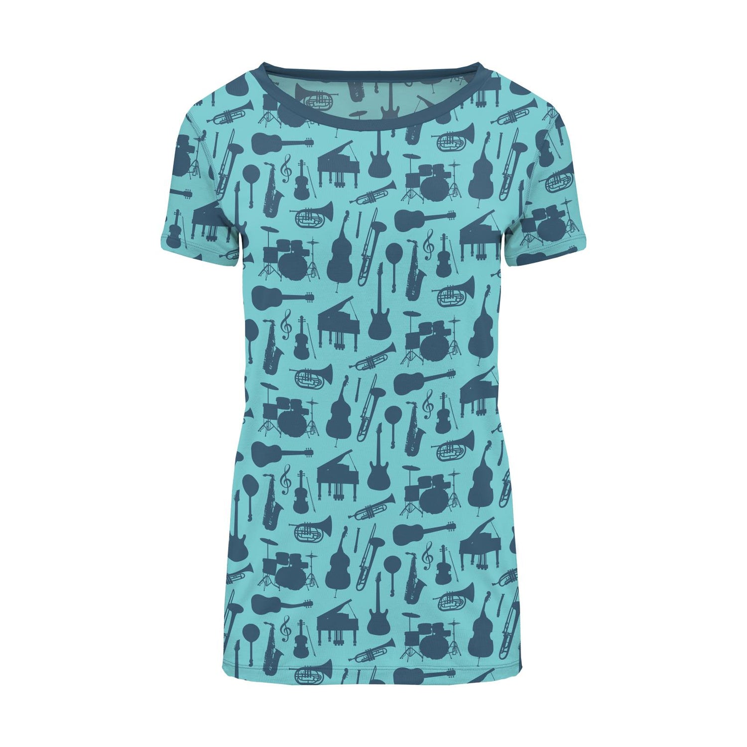 Women's Print Short Sleeve Relaxed Tee in Iceberg Jazz Band