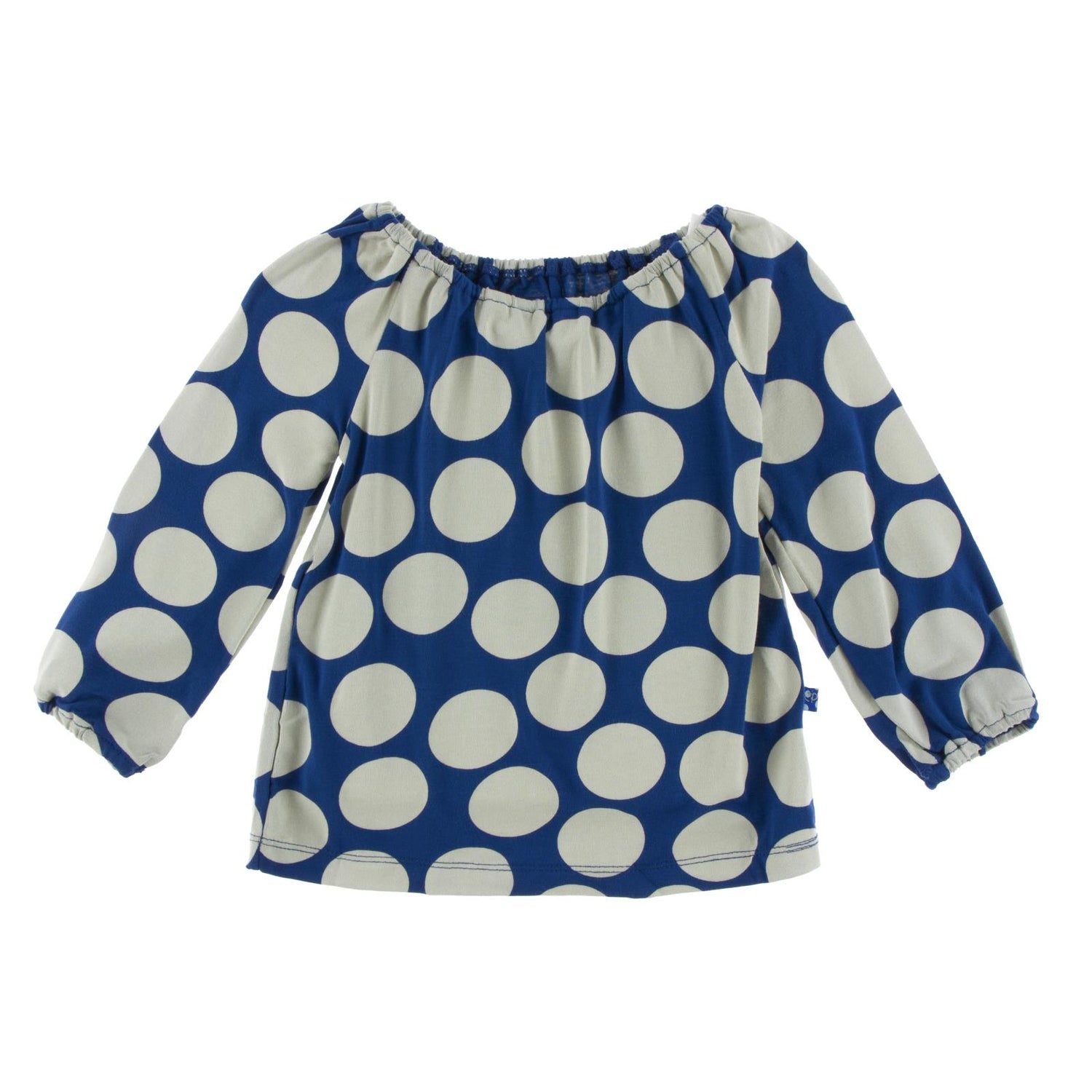 Print Long Sleeve Peasant Top in Navy Mod Dot (175440)