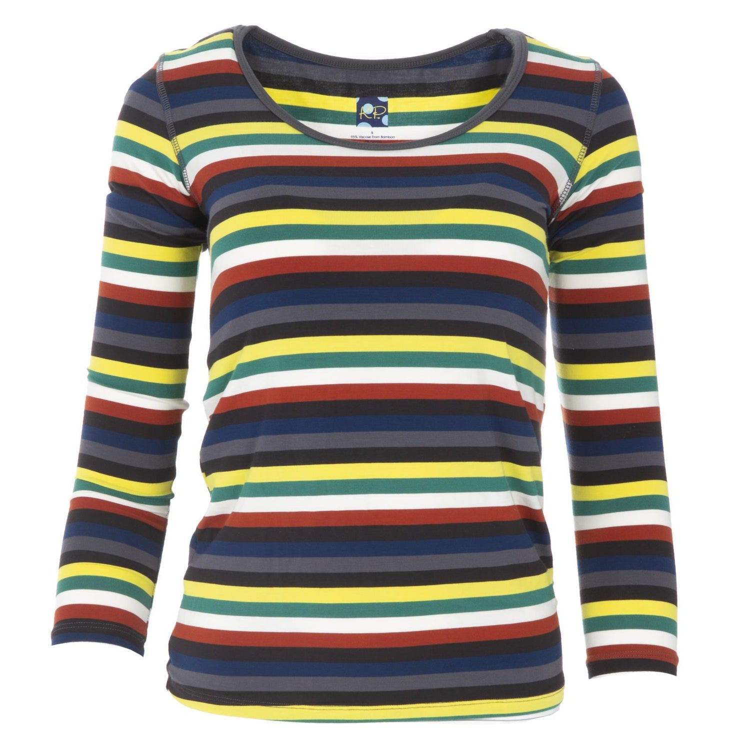 Print Long Sleeve Scoop Neck Tee in Dark London Stripe