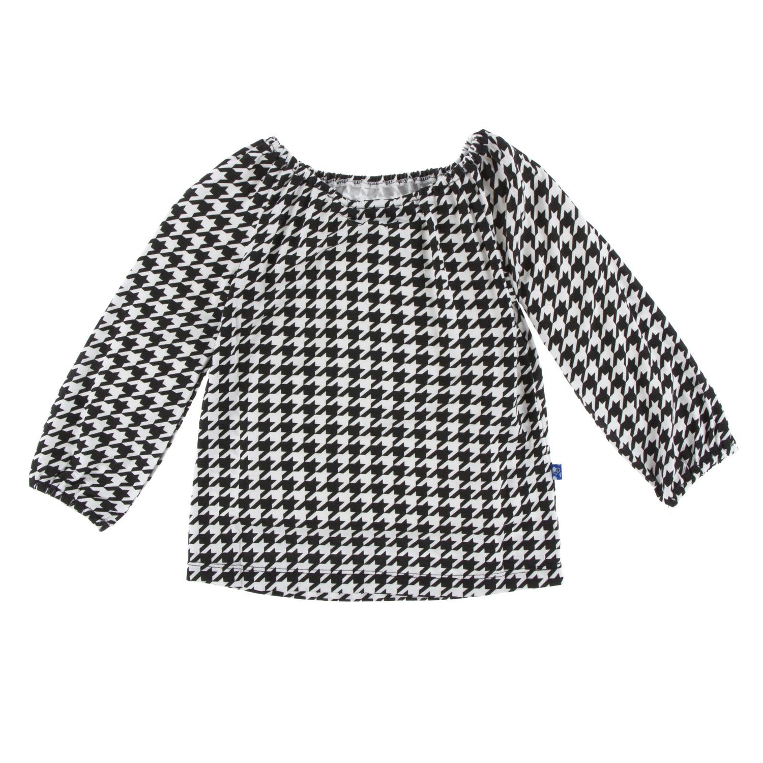 Print Long Sleeve Peasant Top in Zebra Houndstooth (175275)