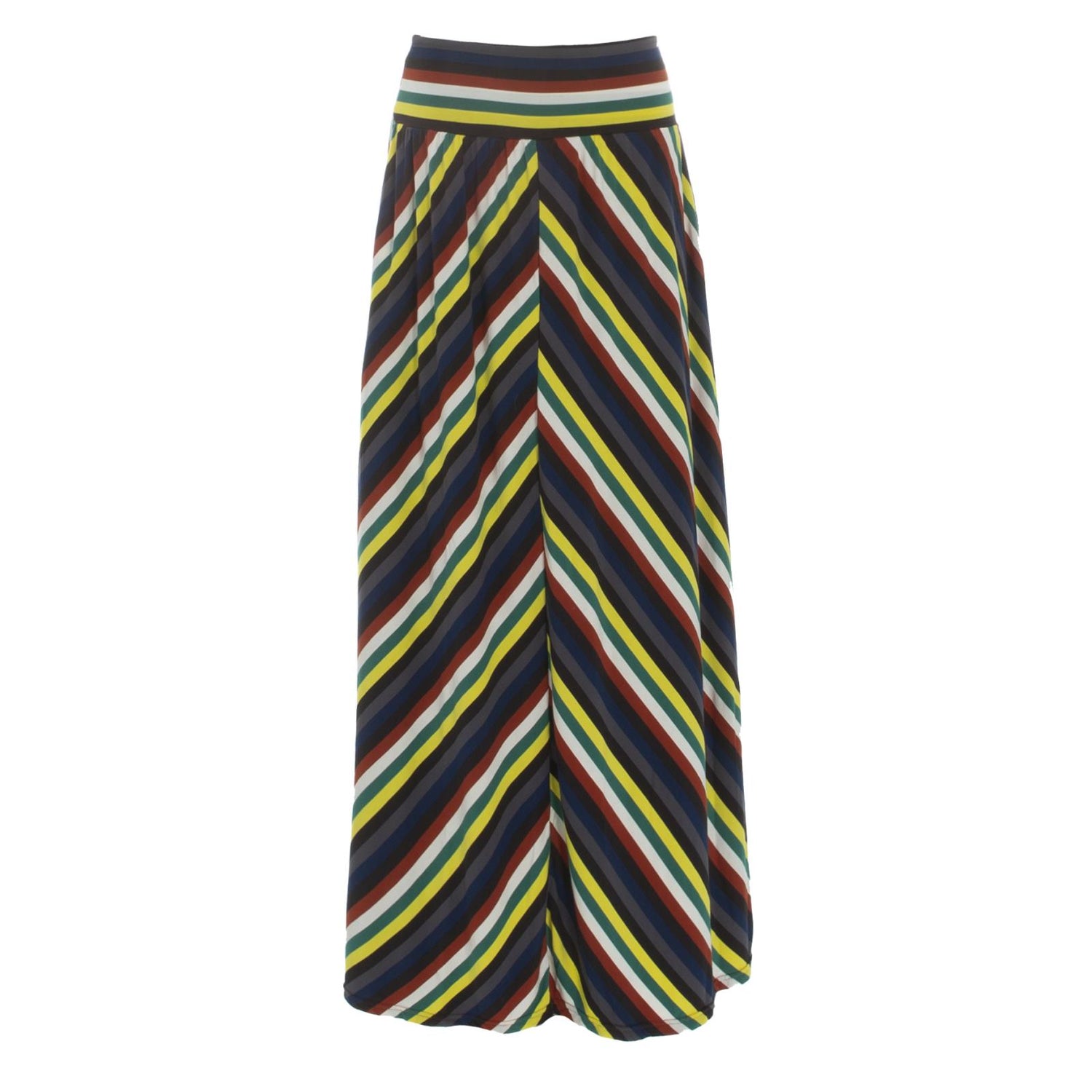 Print Women's Long Skirt in Dark London Stripe