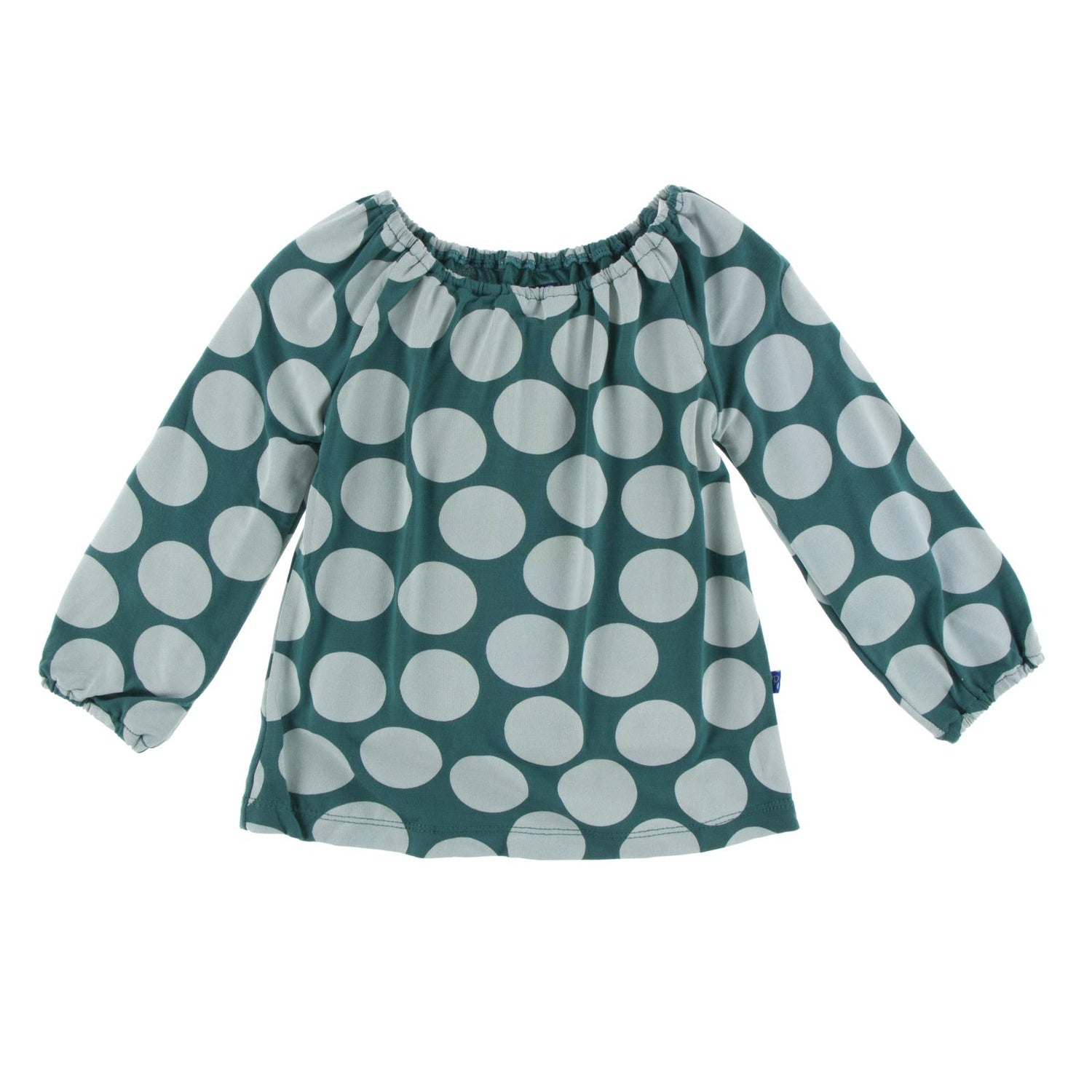 Print Long Sleeve Peasant Top in Ivy Mod Dot (176078)