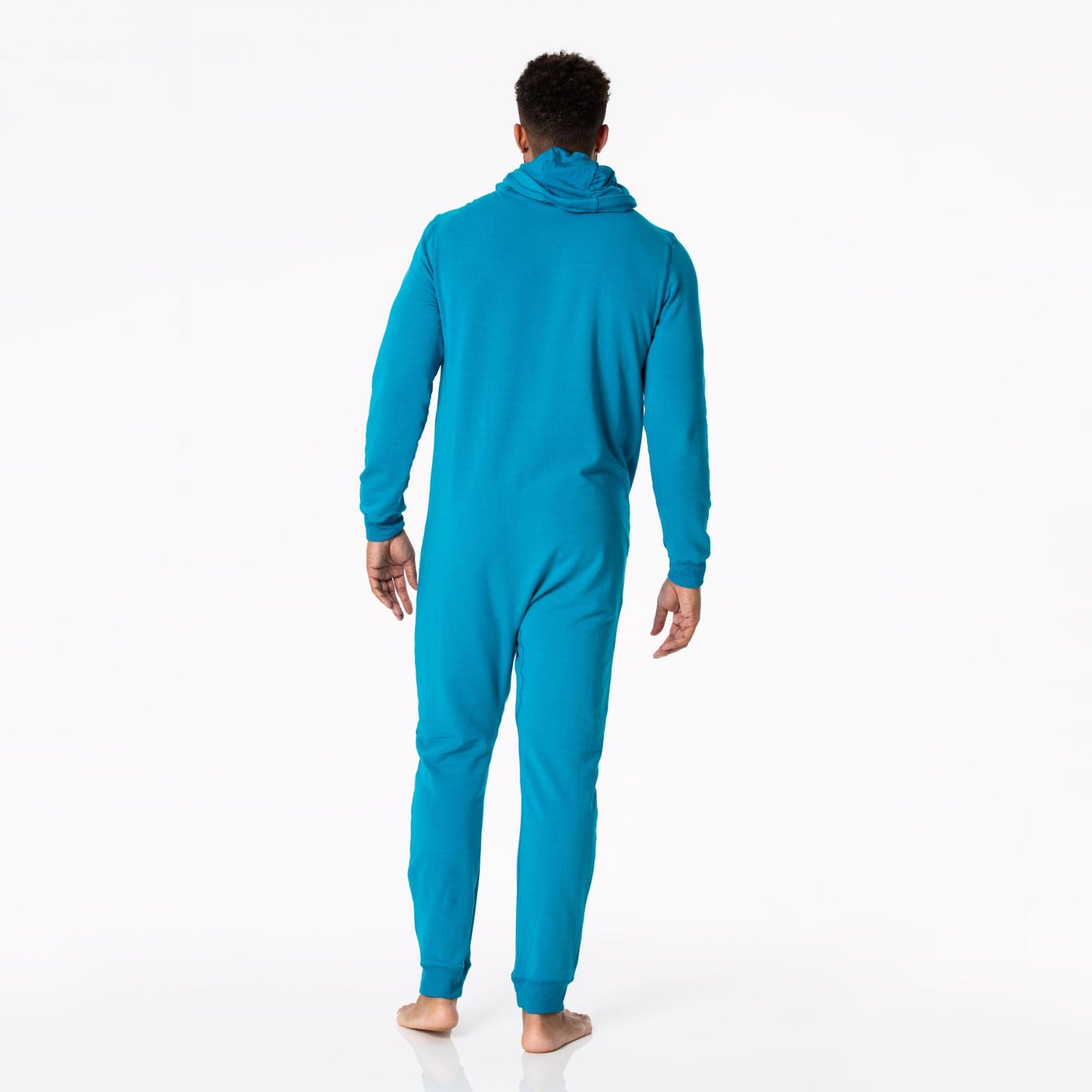 Adult Fleece Jumpsuit with Hood in Cerulean Blue