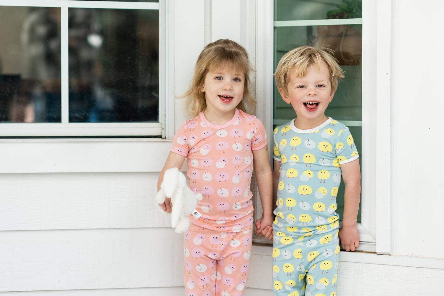 Print Short Sleeve Pajama Set in Jade Peep Peeps