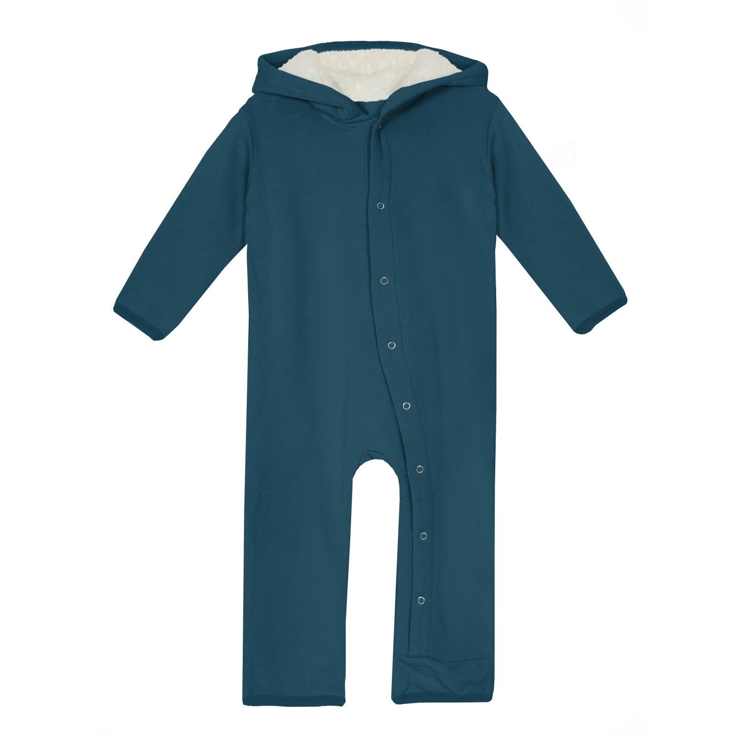 Fleece Coverall with Sherpa-Lined Hood and Ears in Peacock