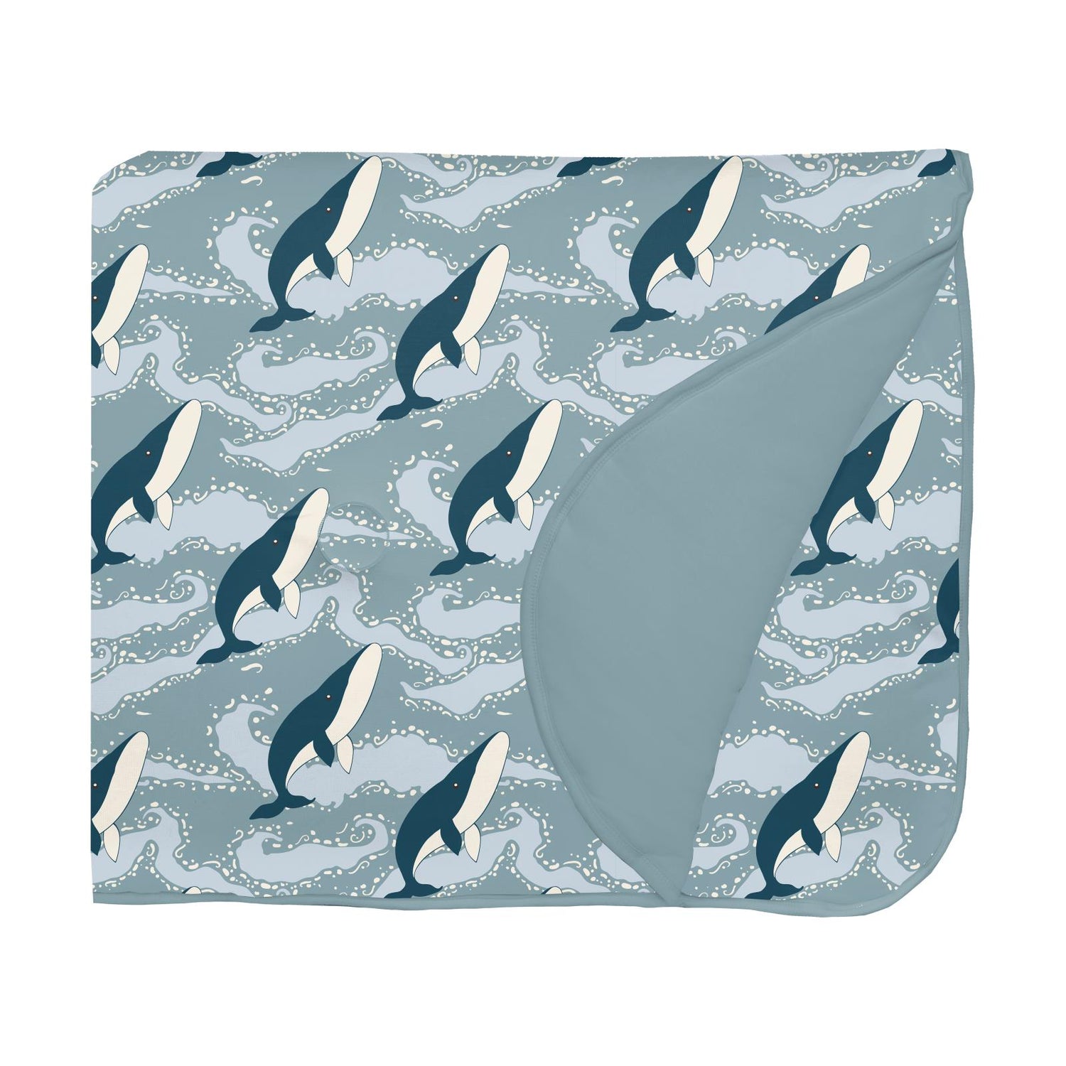 Print Fluffle Toddler Blanket with Embroidery in Stormy Sea Splashing Whales