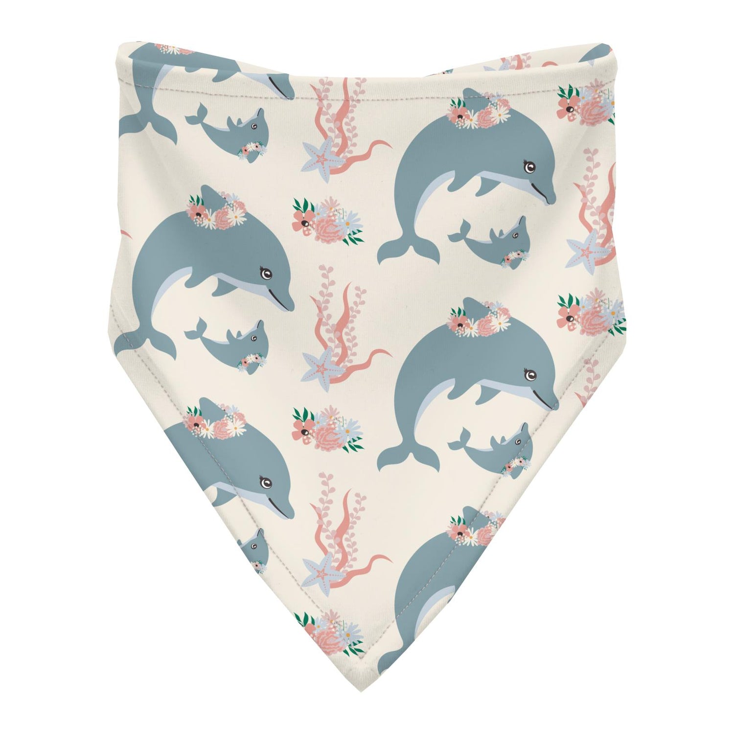 Print Bandana Bib in Natural Dolphins