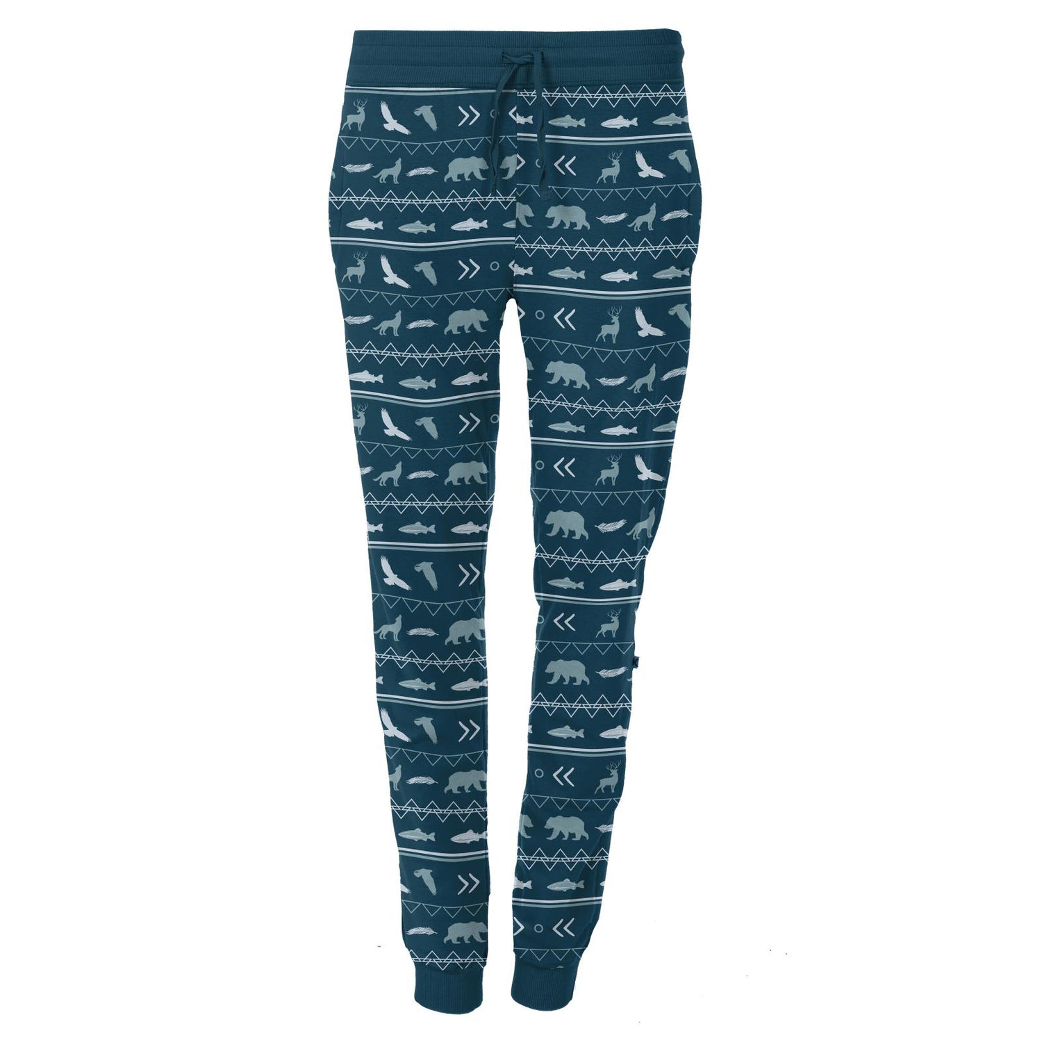 Women's Print Fleece Lounge Joggers in Peacock Native Tribal Lore