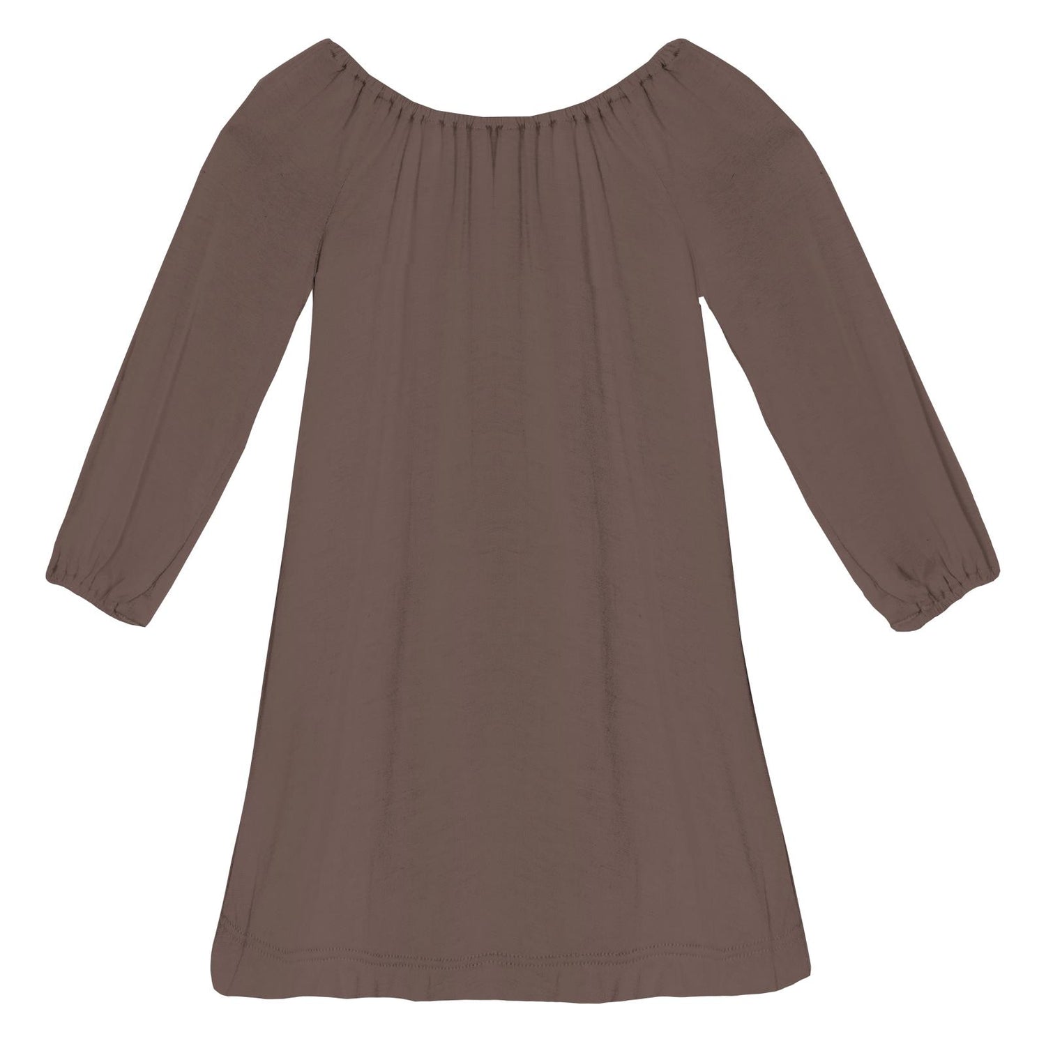 Long Sleeve Peasant Dress in Coffee