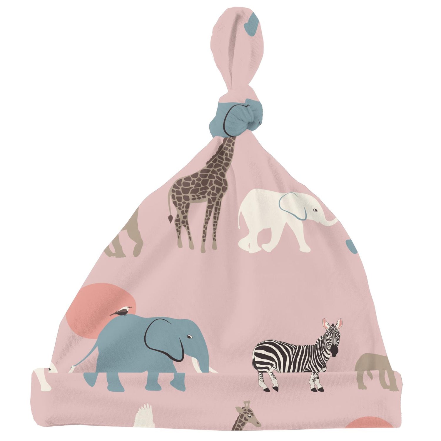 Print Knot Hat in Baby Rose Just So Animals