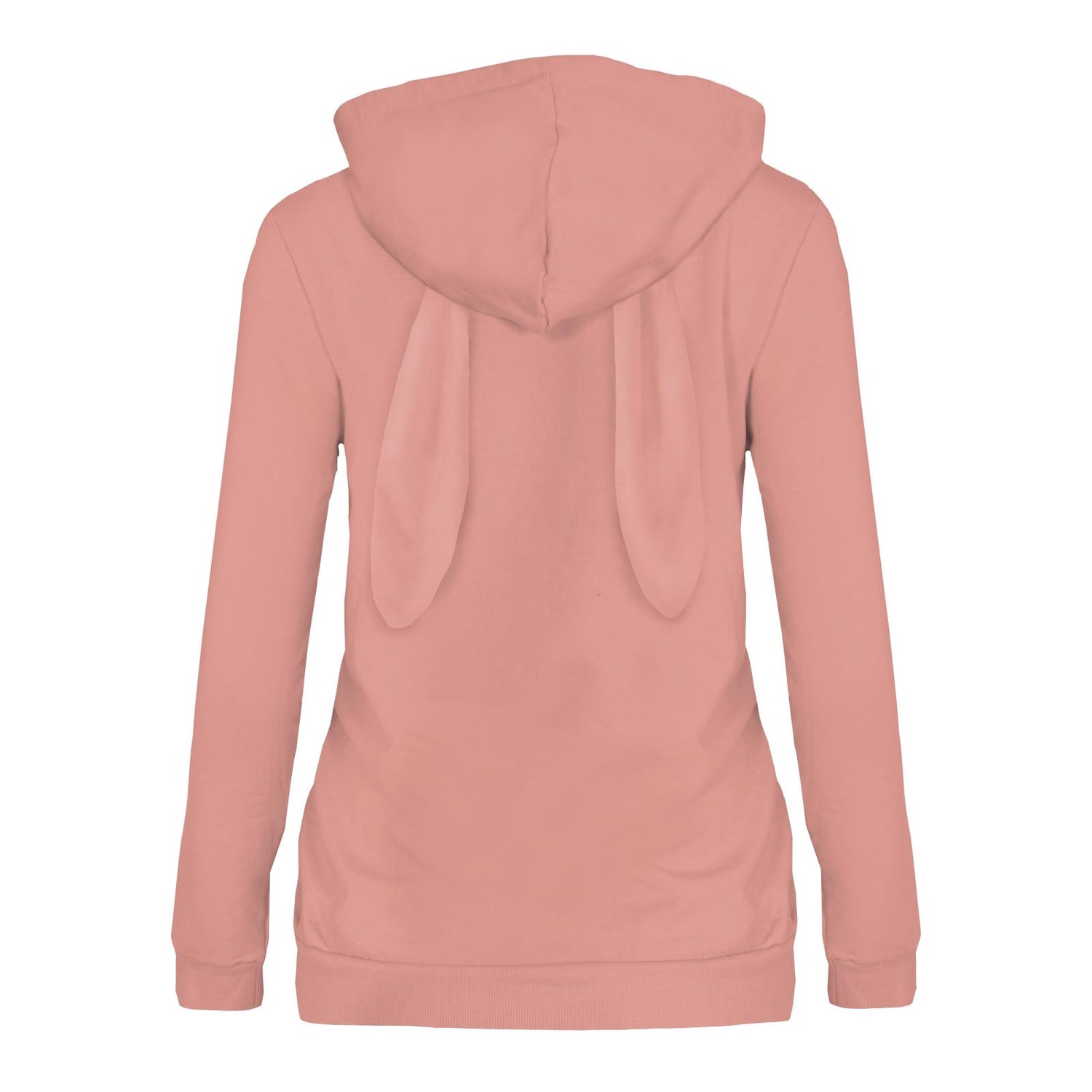 Women's Fleece Kangaroo Pocket Pullover with Bunny Ears in Blush