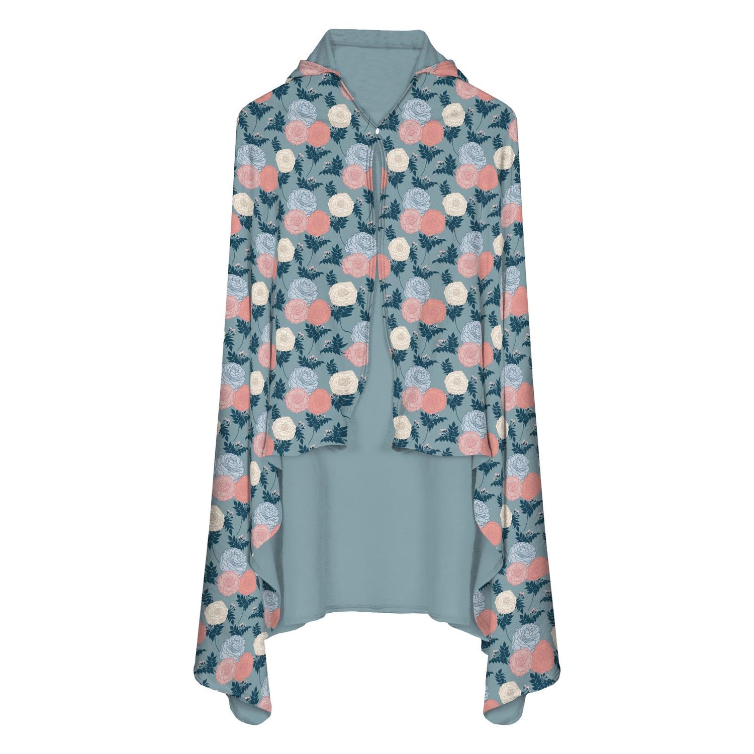 Print Fleece Hooded Blanket in Stormy Sea Enchanted Floral