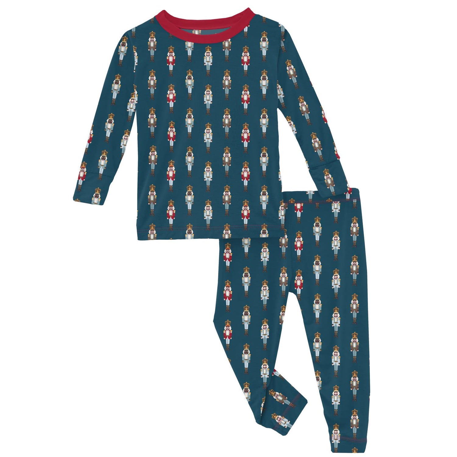 Print Long Sleeve Pajama Set in Peacock Nutcrackers