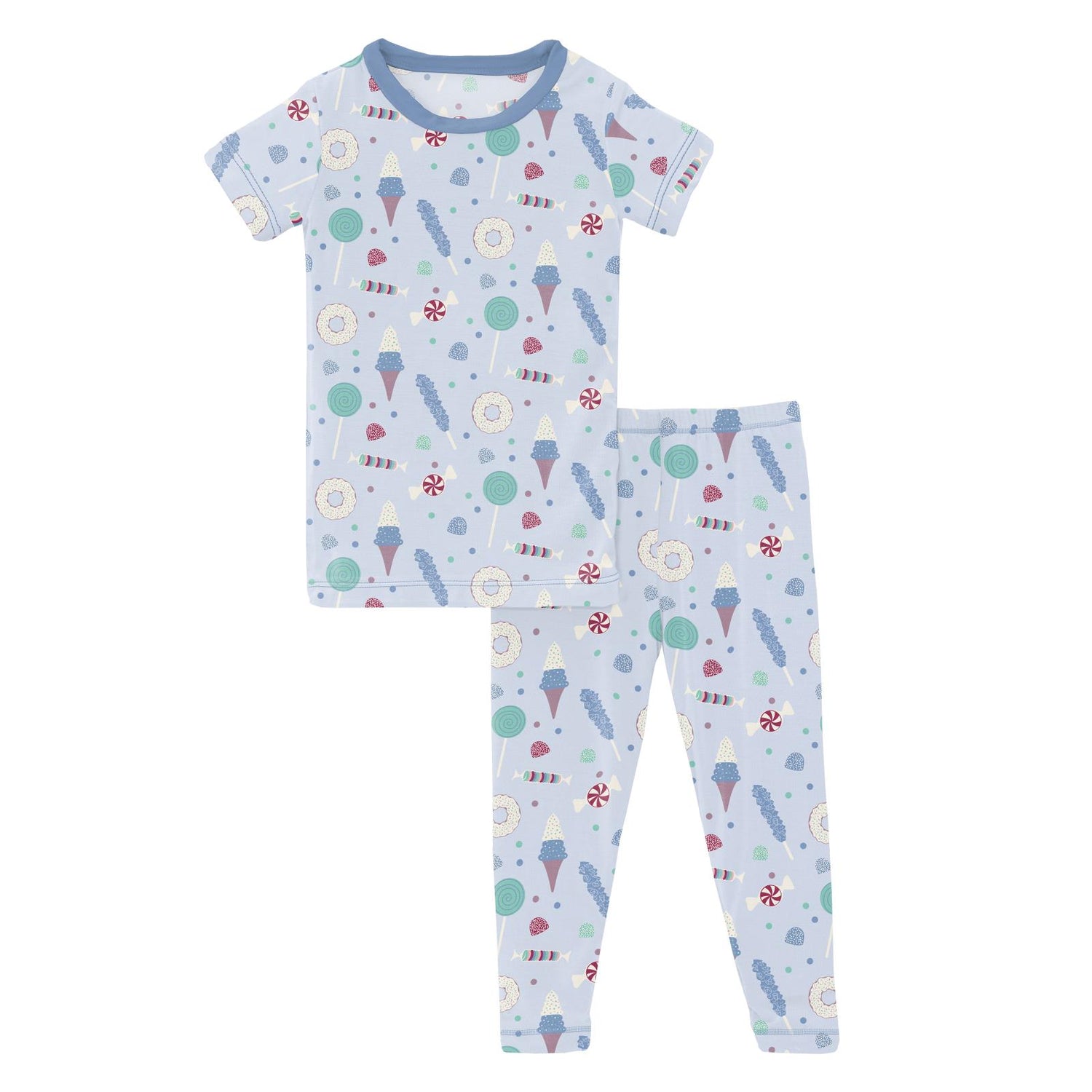 Print Short Sleeve Pajama Set in Dew Candy Dreams