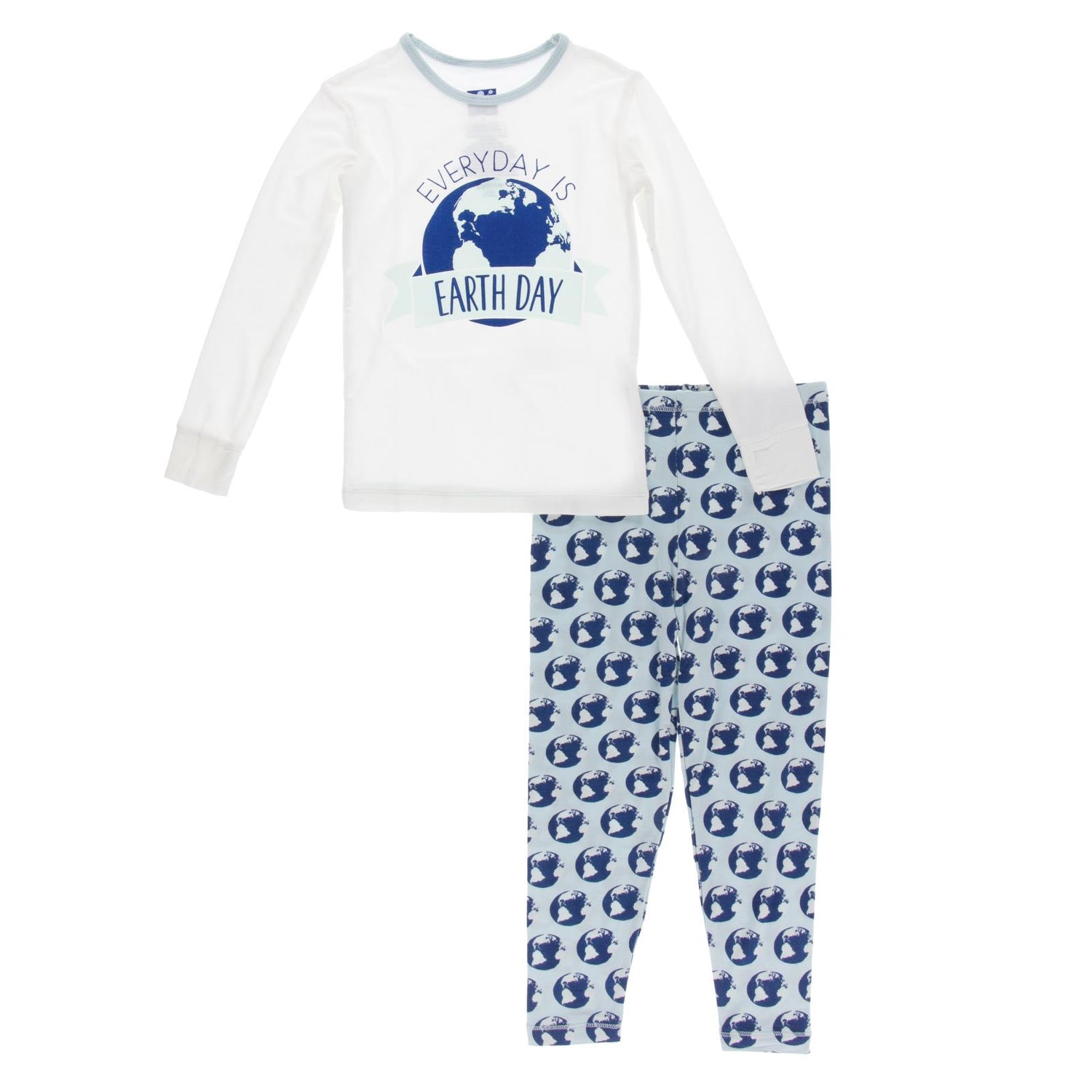 Piece Print Long Sleeve Pajama Set in Spring Sky Environmental Protection