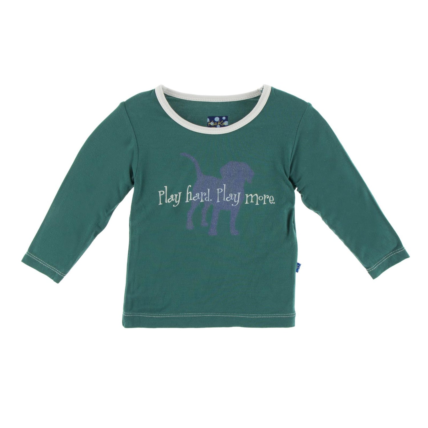 Long Sleeve Piece Print Tee in Ivy Play Hard, Play More