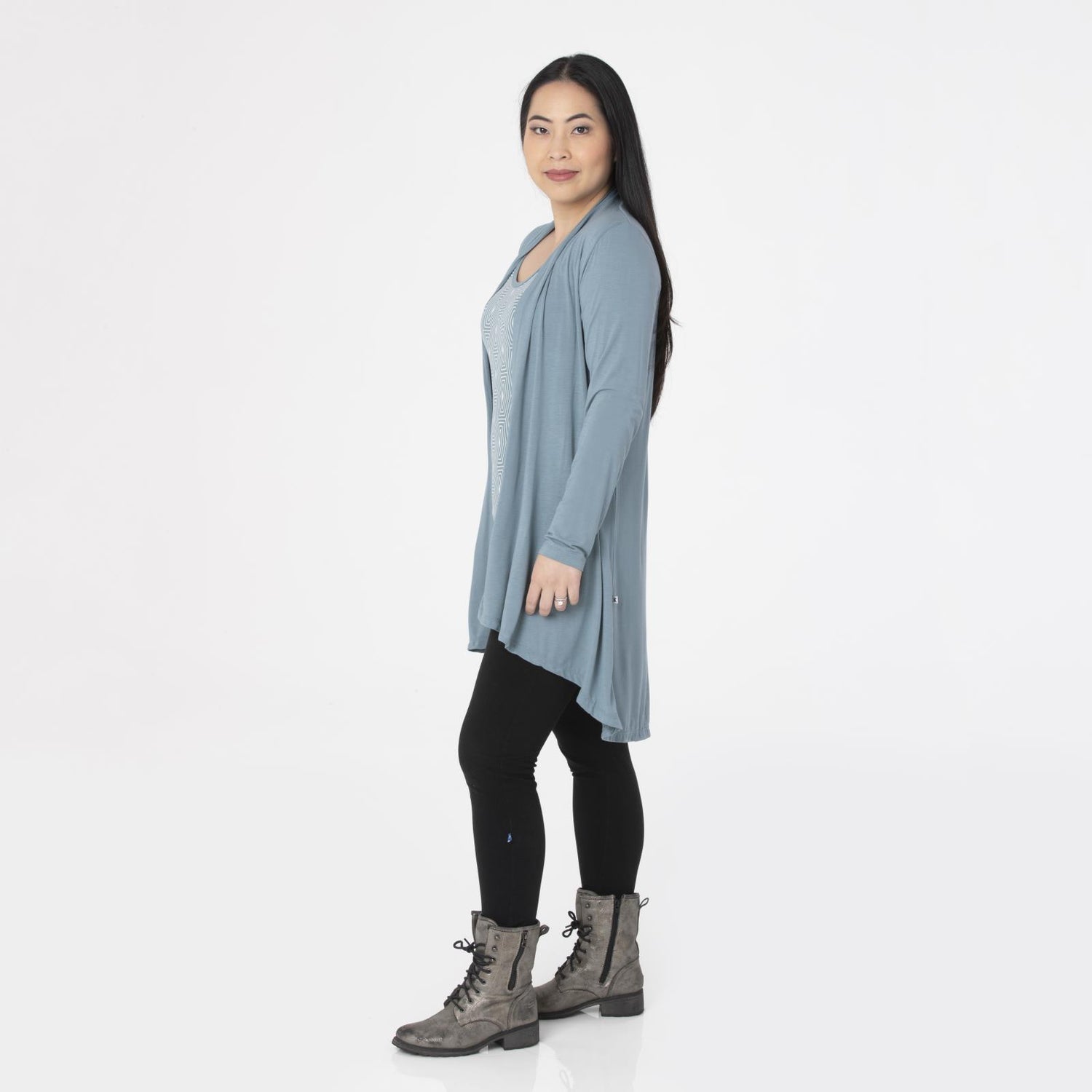 Women's Open Front Cardigan in Dusty Sky