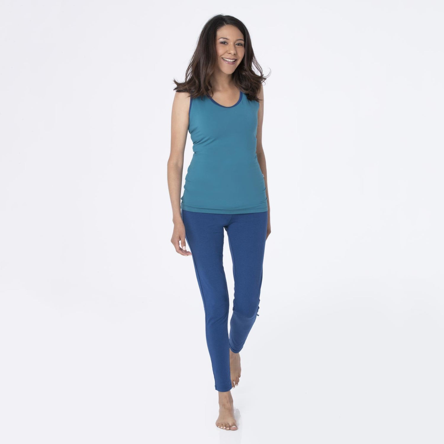 Women's Luxe Tank in Seagrass with Navy