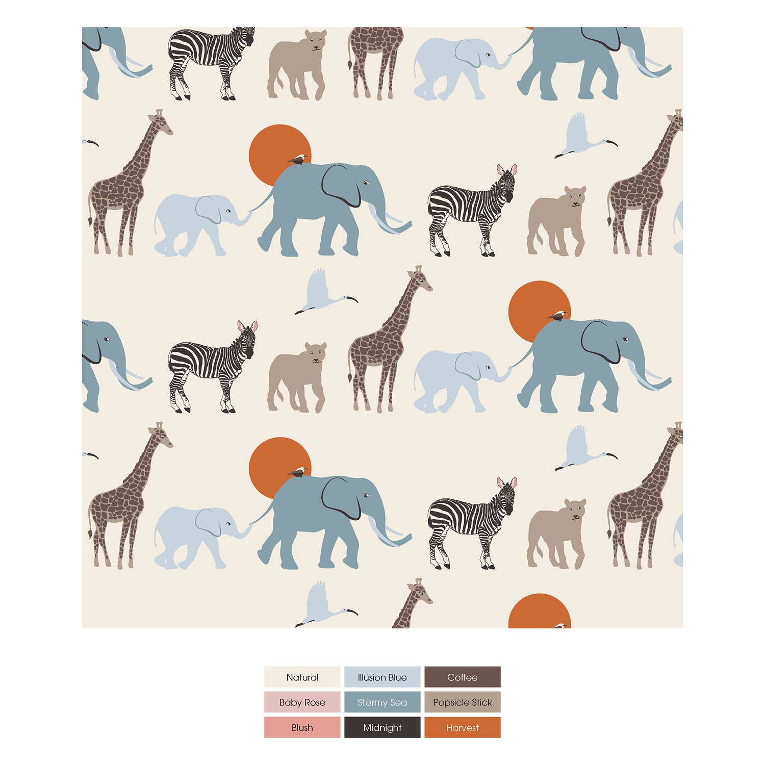 Print Swaddling Blanket in Natural Just So Animals