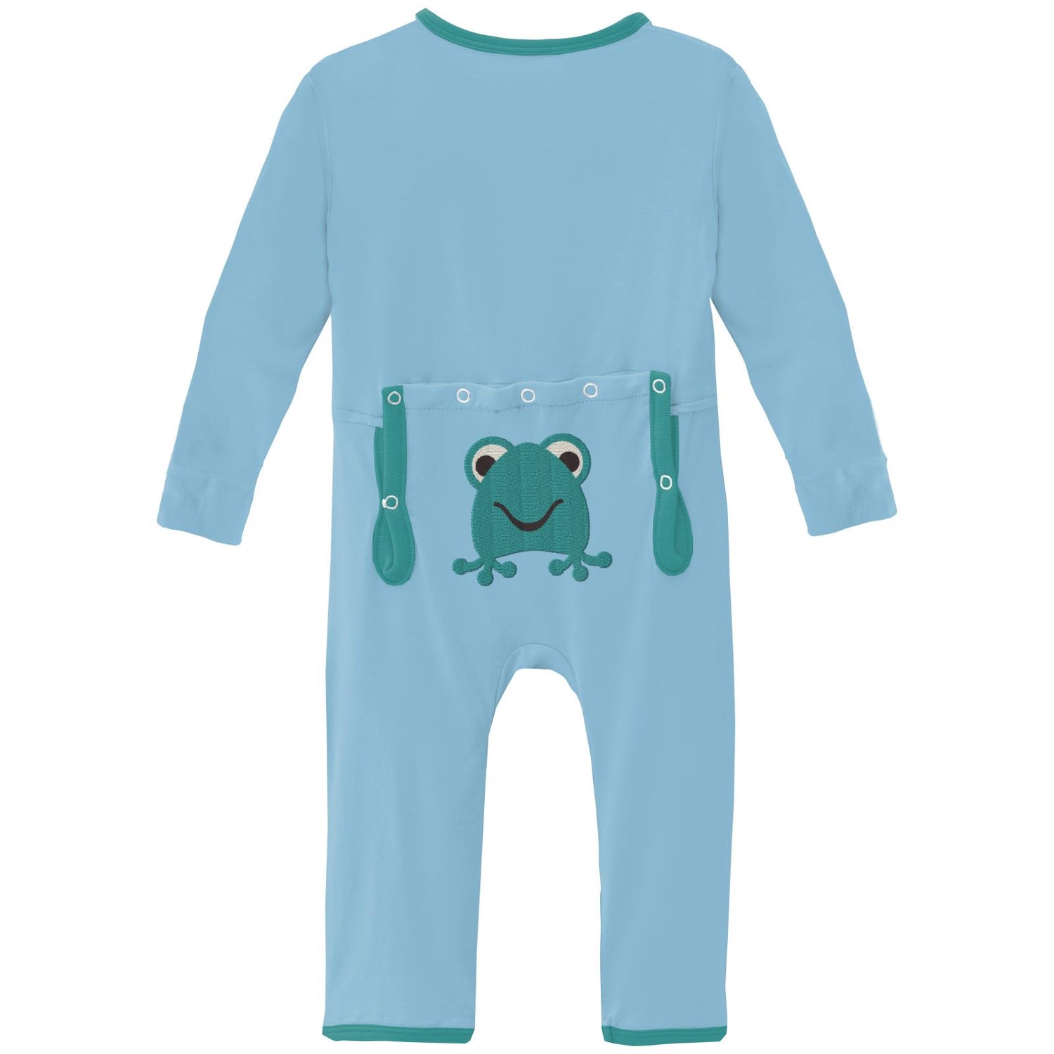 Applique Coverall with Snaps in Seaside Blue Frog (318378)
