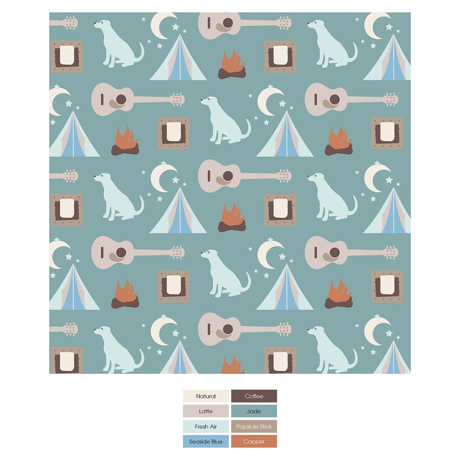 Print Footie with 2 Way Zipper in Jade Campfire (323406)
