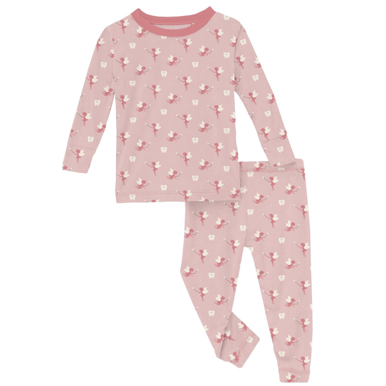 Print Long Sleeve Pajama Set in Baby Rose Tooth Fairy