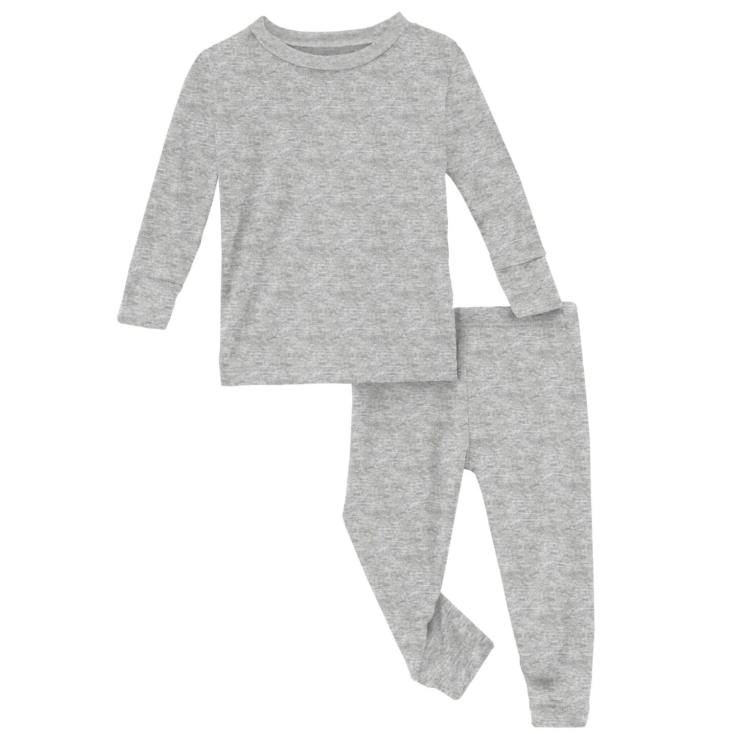 Long Sleeve Pajama Set in Heathered Mist