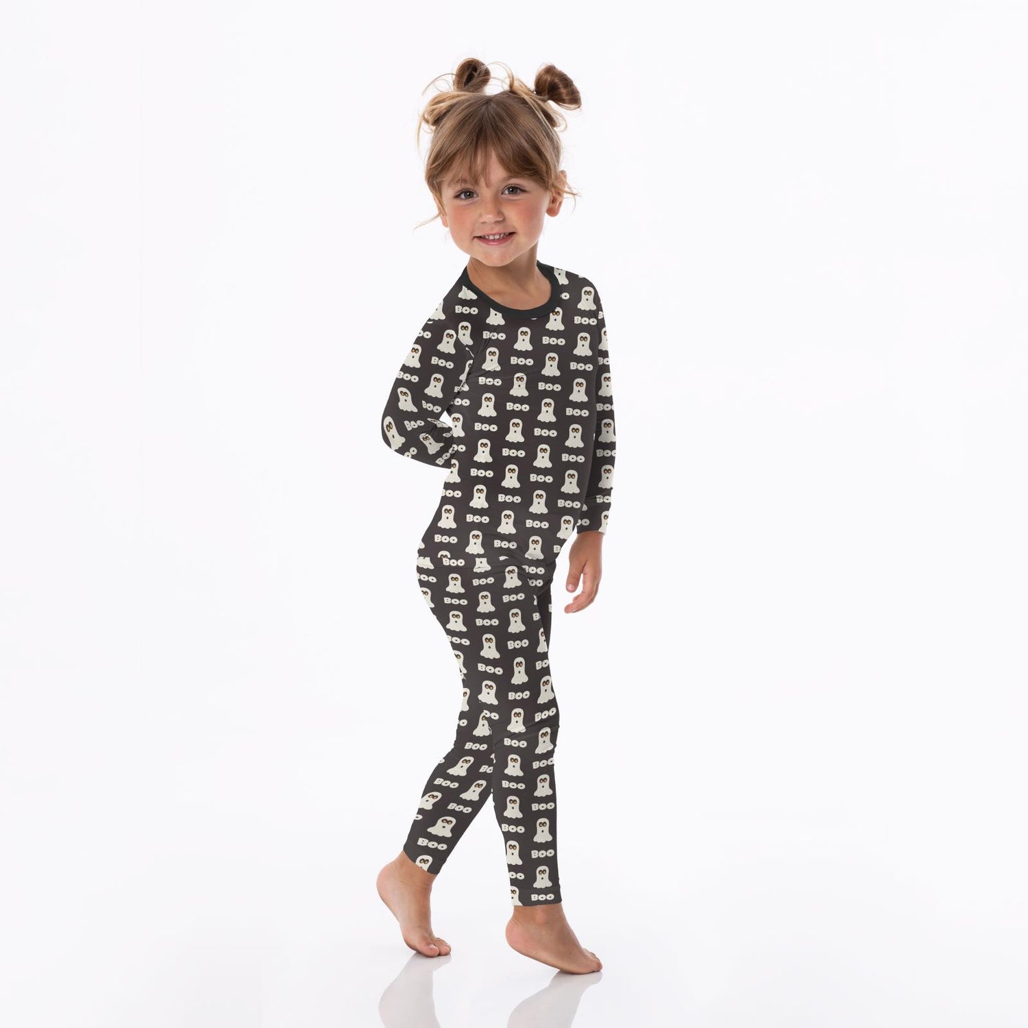 Print Long Sleeve Pajama Set in Midnight Boo (324915)