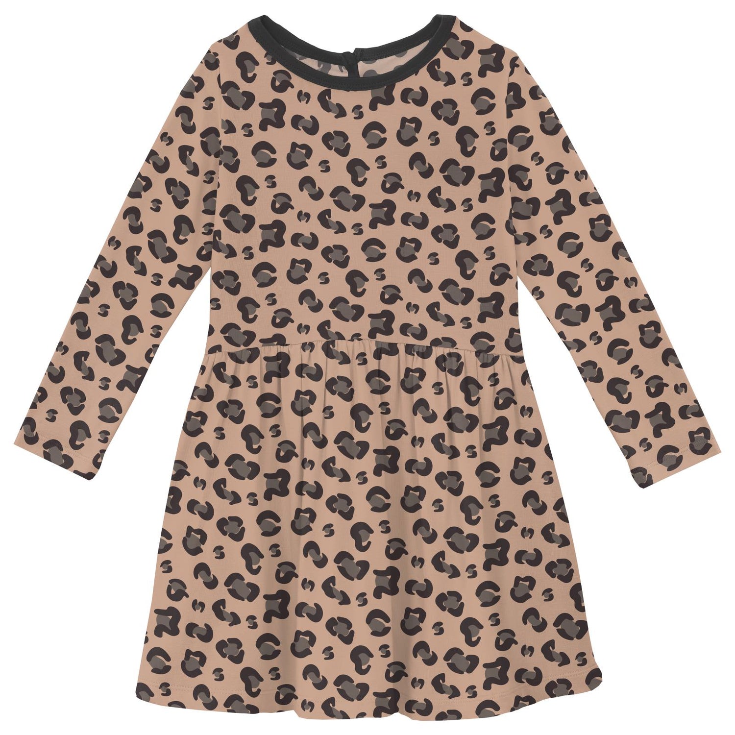 Print Long Sleeve Twirl Dress with Pockets in Suede Cheetah