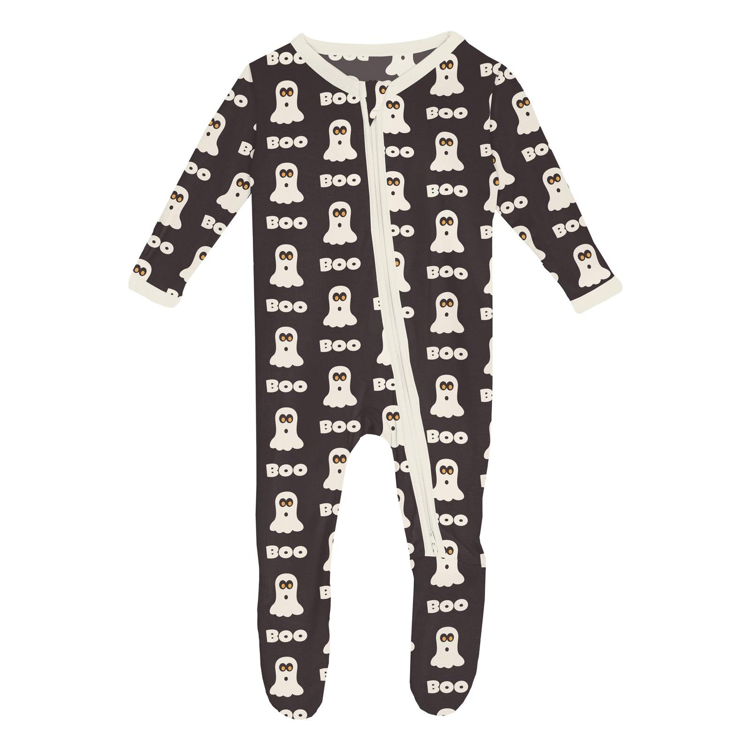 Print Footie with 2 Way Zipper in Midnight BOO