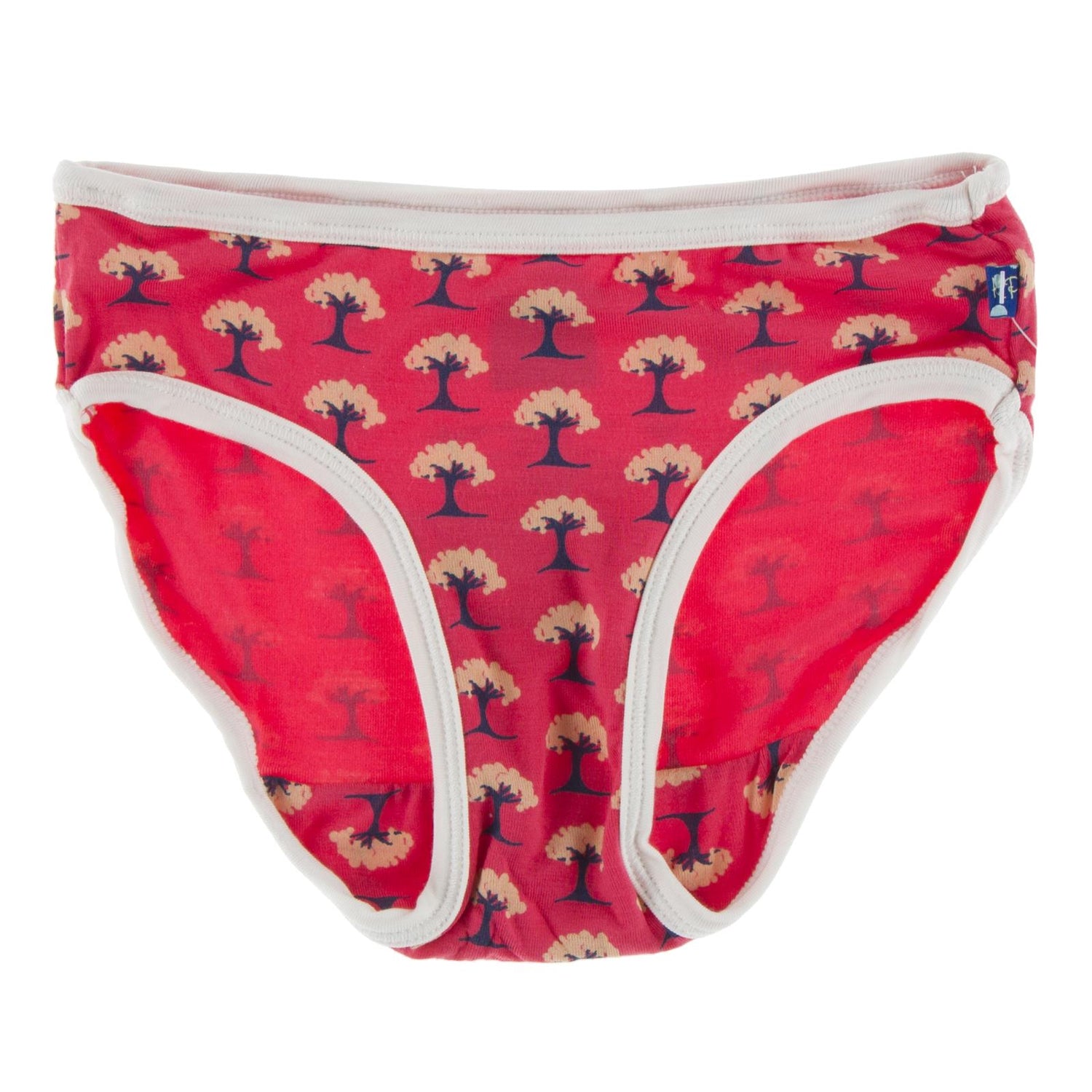 Print Girl Underwear in Red Ginger Mini Trees with Natural