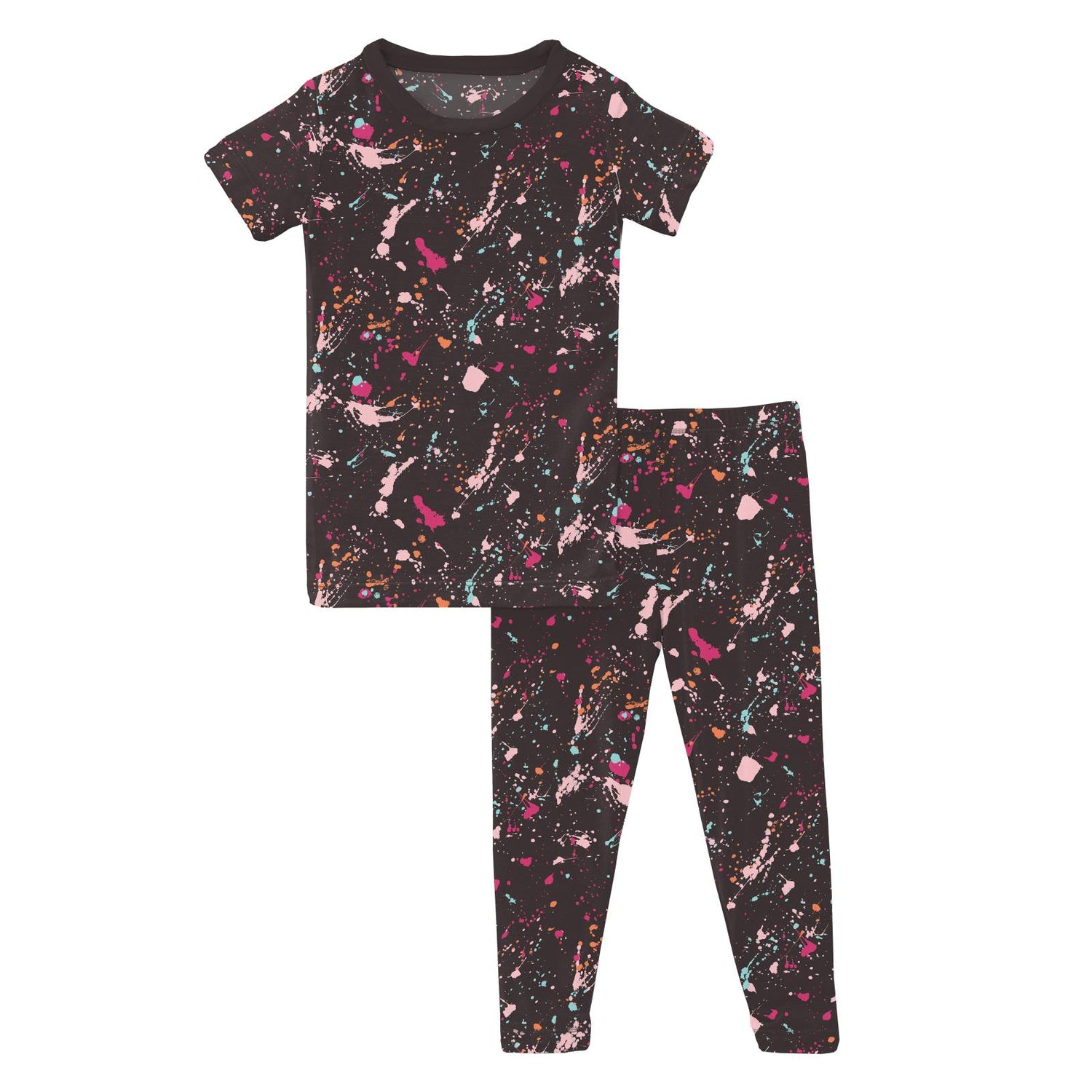 Print Short Sleeve Pajama Set in Calypso Splatter Paint