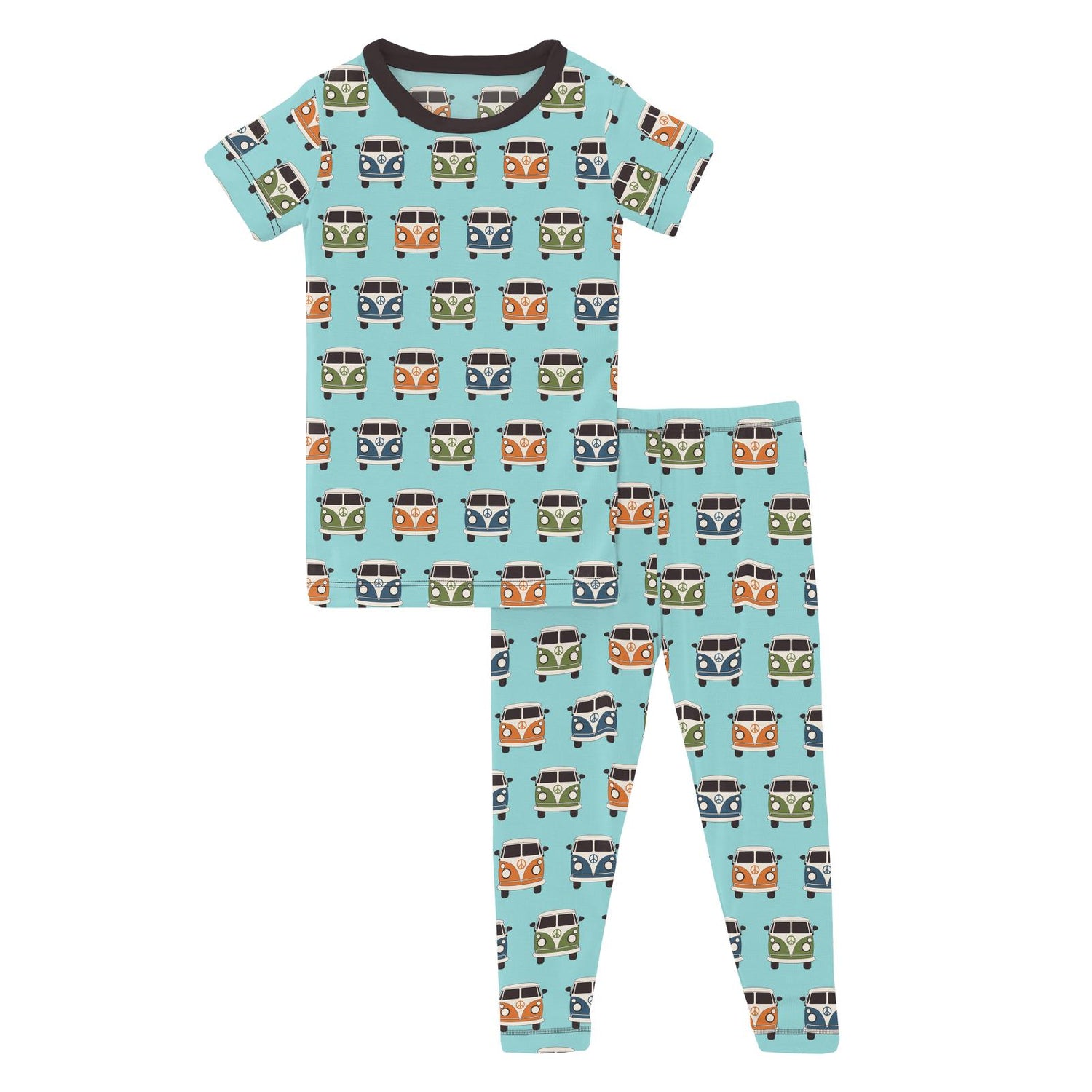 Print Short Sleeve Pajama Set in Summer Sky Vintage Vans