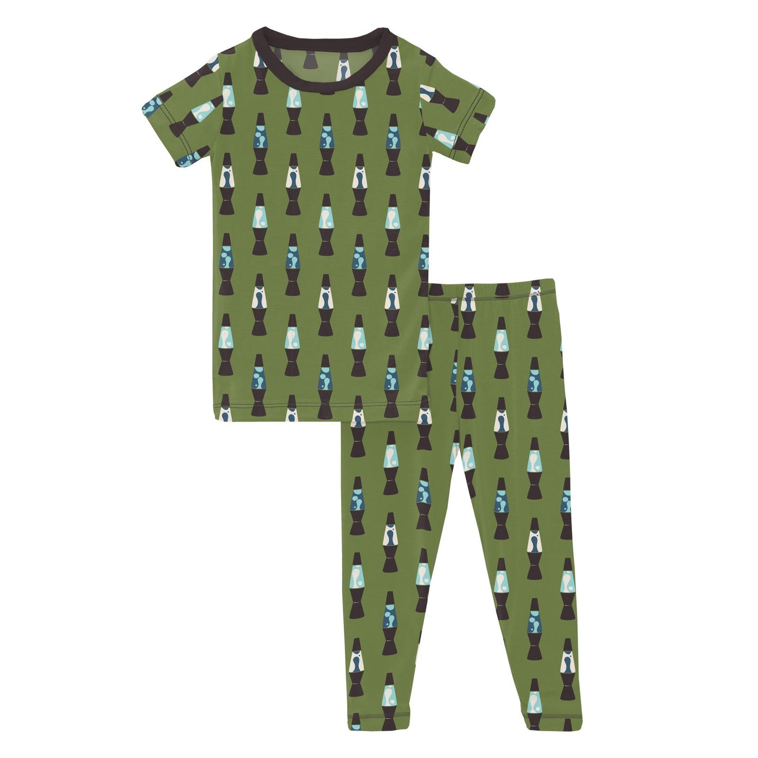 Print Short Sleeve Pajama Set in Grasshopper Lava Lamps