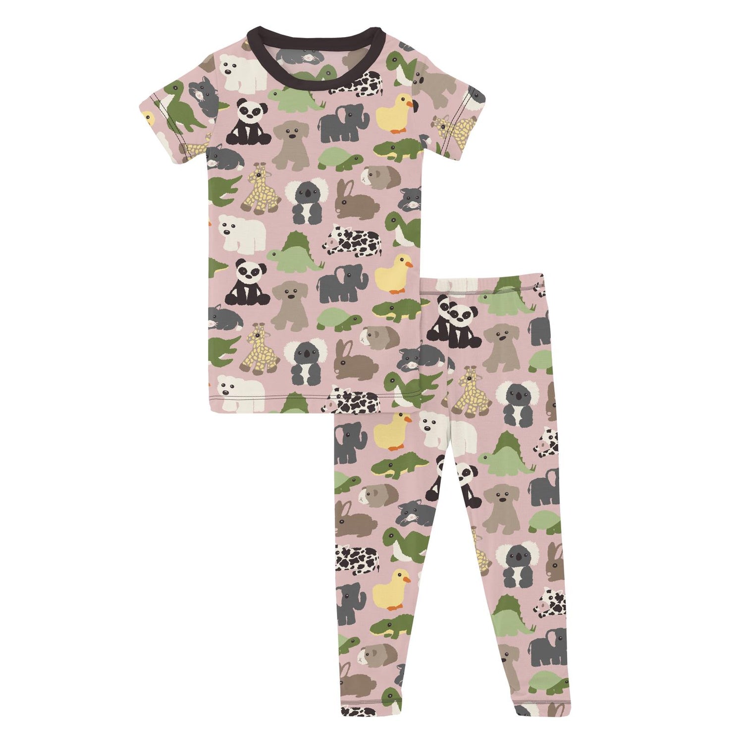 Print Short Sleeve Pajama Set in Baby Rose Too Many Stuffies