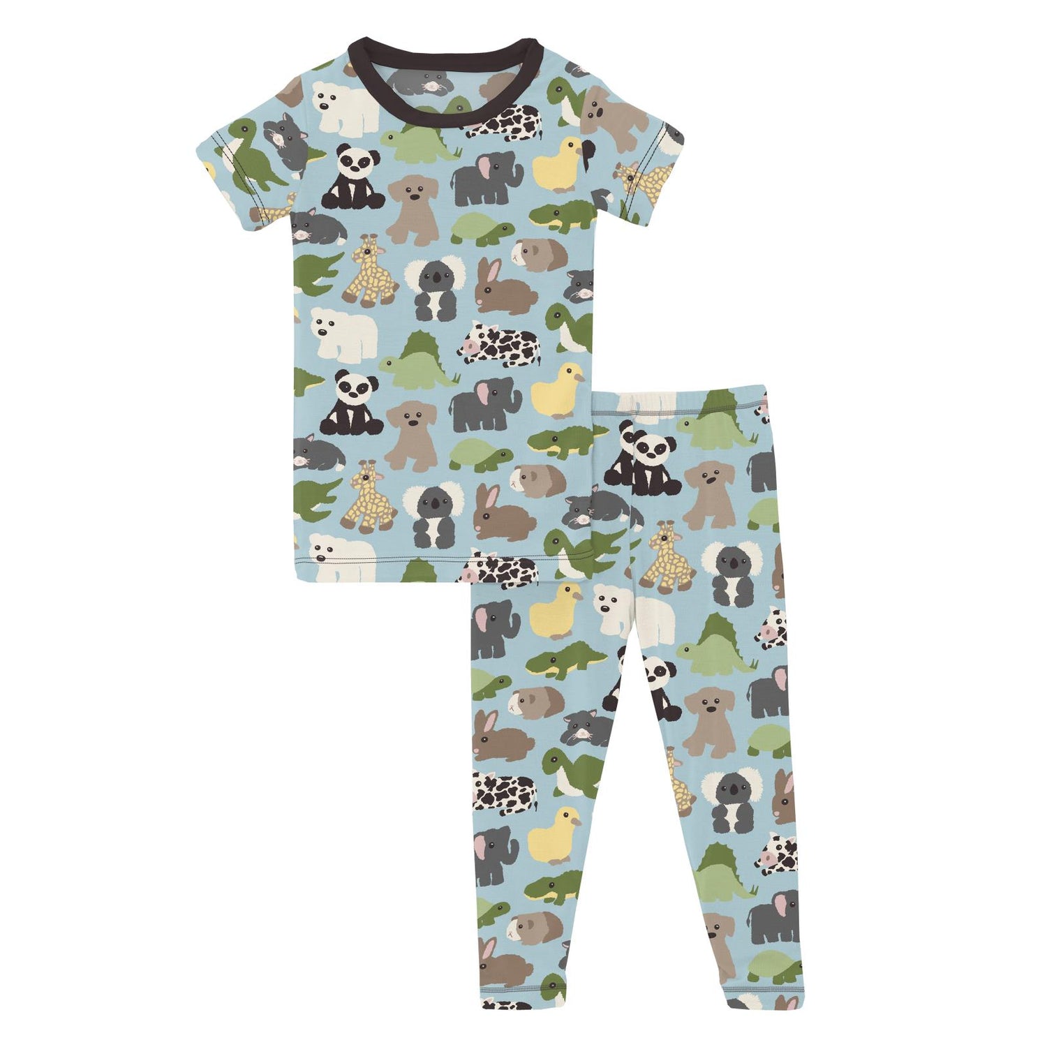 Print Short Sleeve Pajama Set in Spring Sky Too Many Stuffies