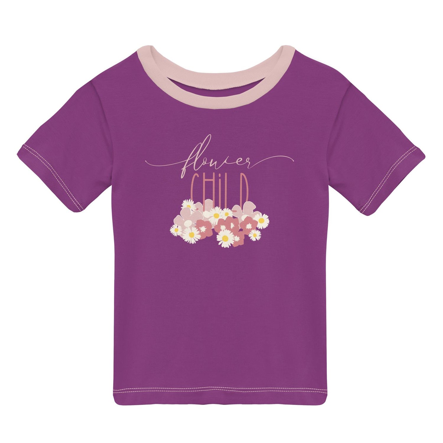 Short Sleeve Crew Neck Graphic Tee in Starfish Flower Child