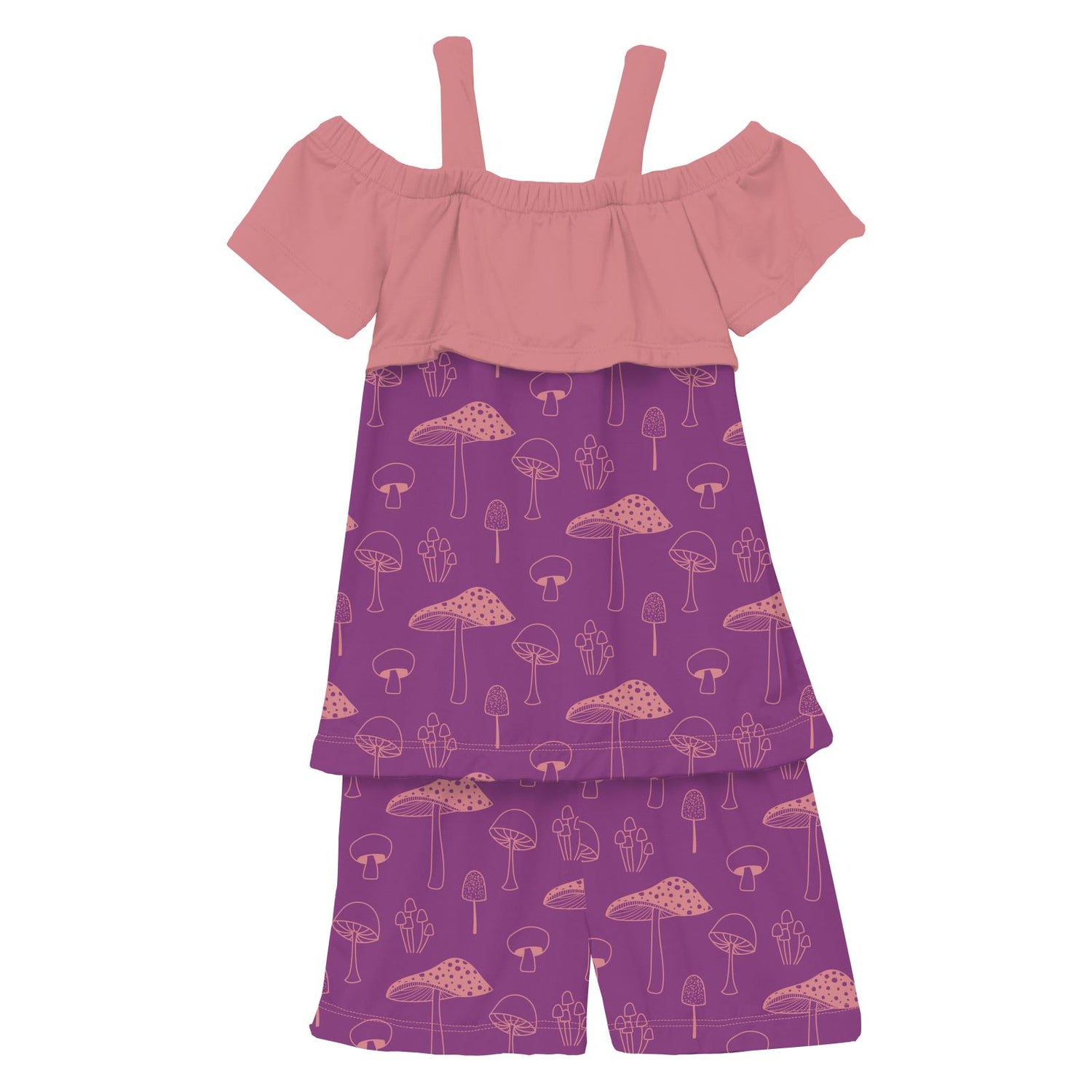 Print Off-Shoulder Outfit Set in Starfish Mushrooms